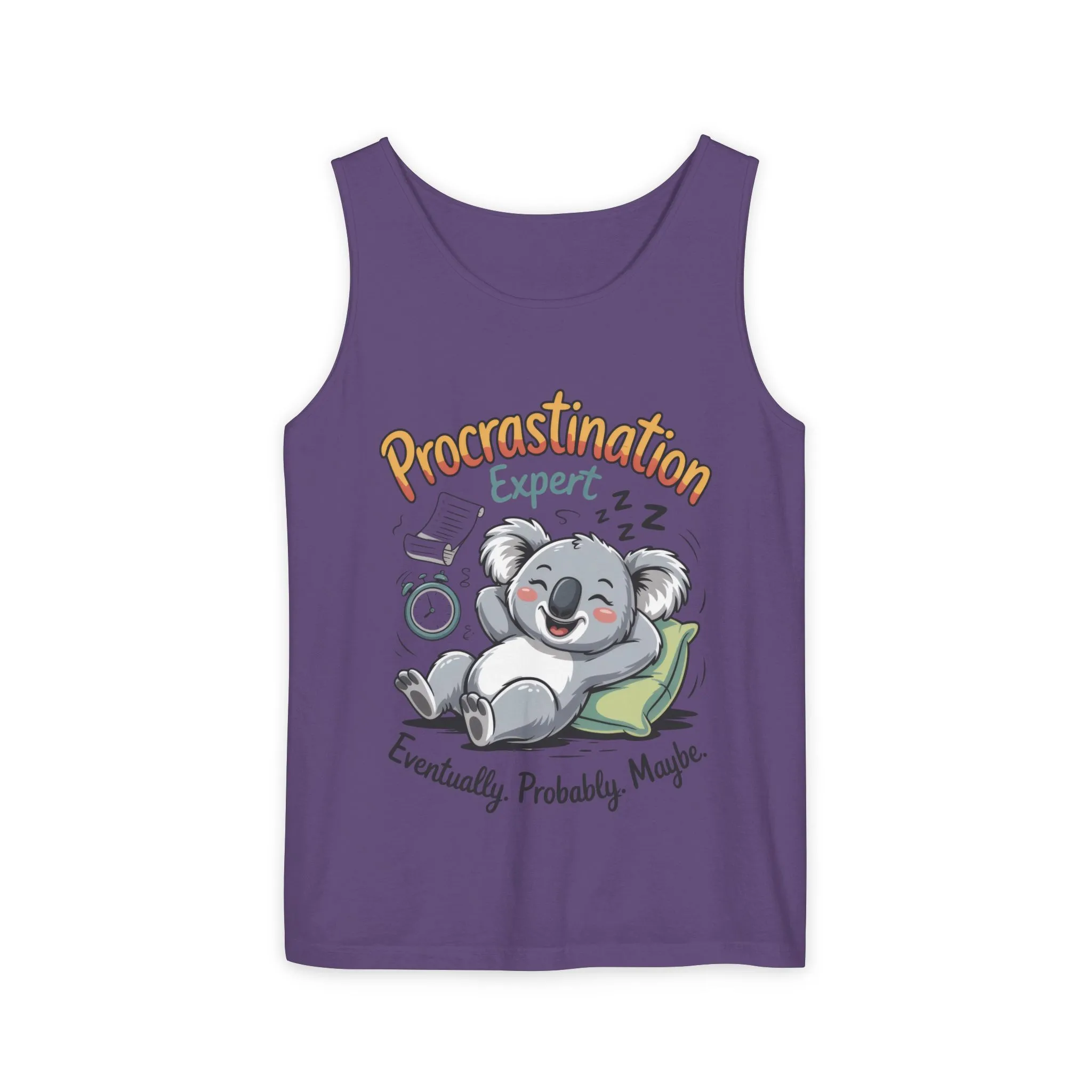 Procrastination Expert Tank Top, Funny Gift for Lazy Days, Relaxed Fit Tee, Casual Summer Wear, Koala Graphic Top, Motivational Apparel - Image 13