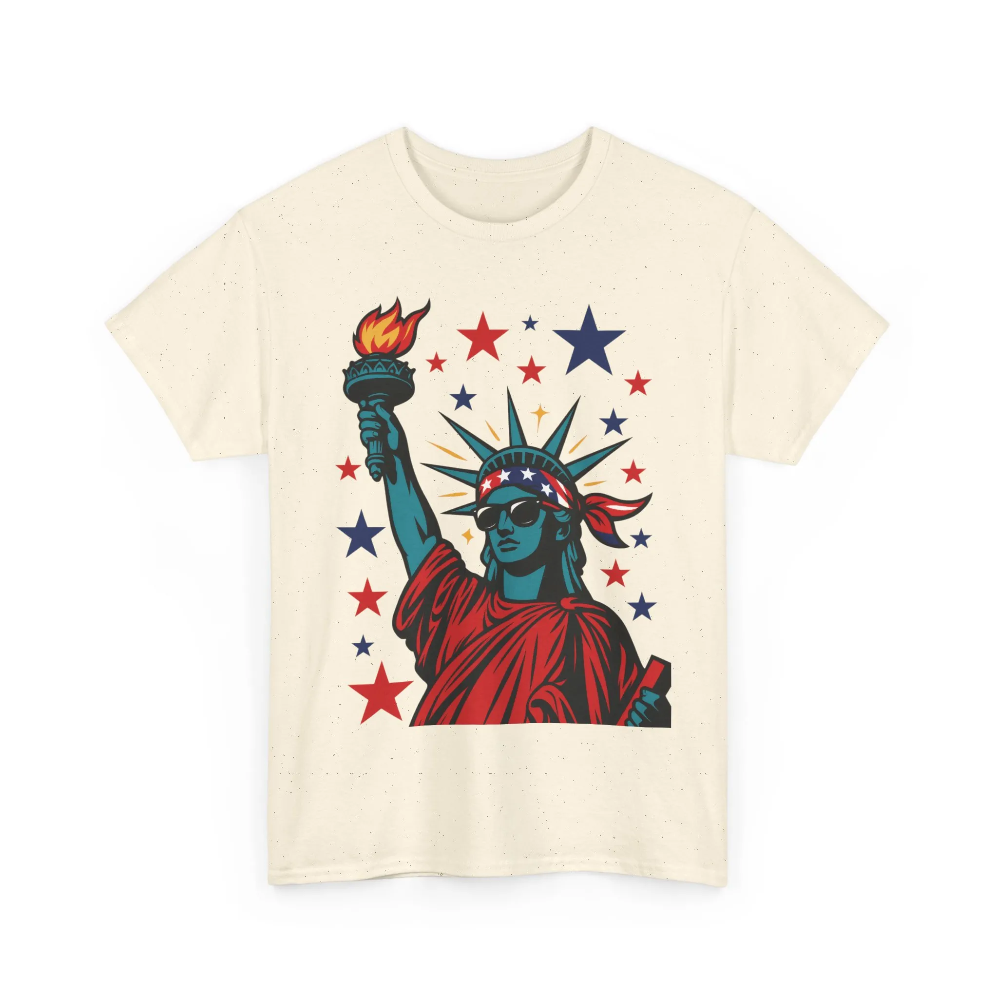 Lady Liberty Pop Art T-Shirt, Patriotic 4th of July Womens Tee, Retro USA Bandana Statue Shirt - Image 28