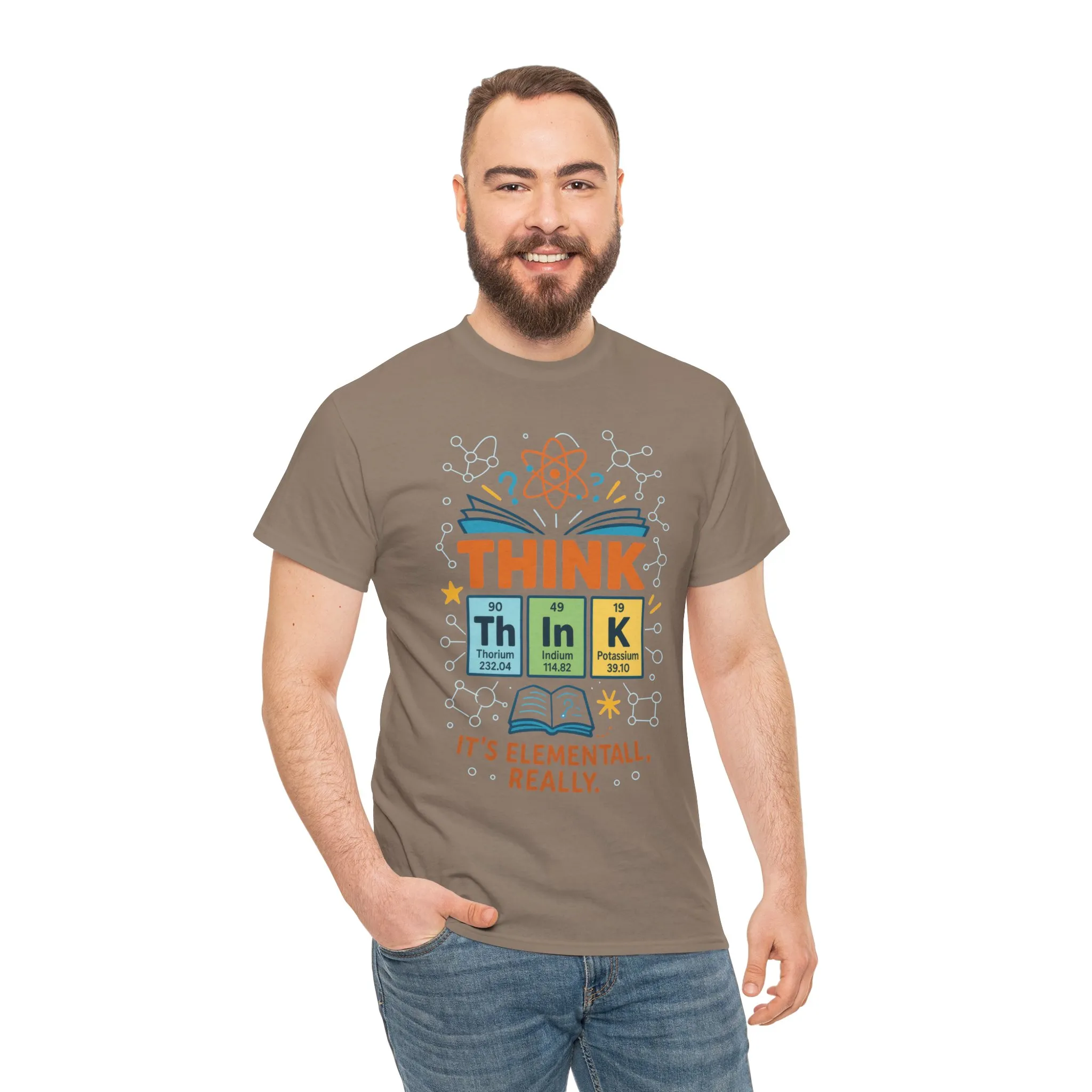 Funny Mens Science T-Shirt, THINK Element Periodic Table Shirt, Smart Geek Nerd Tee for Him, Ideal for Science Lovers, Geeky Apparel - Image 5