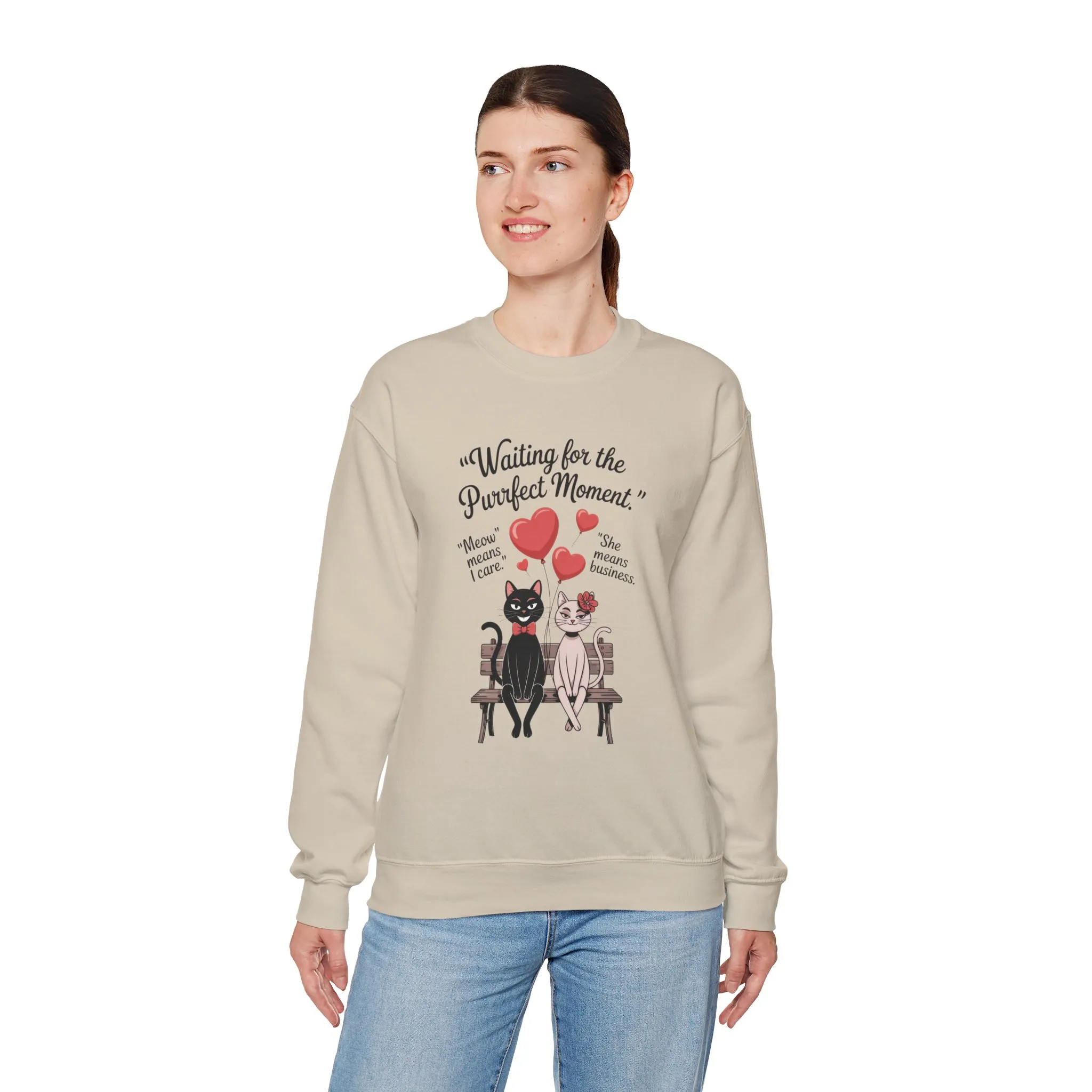 Cute Cat Lovers Womens Sweatshirt, Cozy Gift for Pet Owners, Perfect for Valentine's Day, Animal Lover Apparel, Relaxed Love Sweatshirt - Image 36