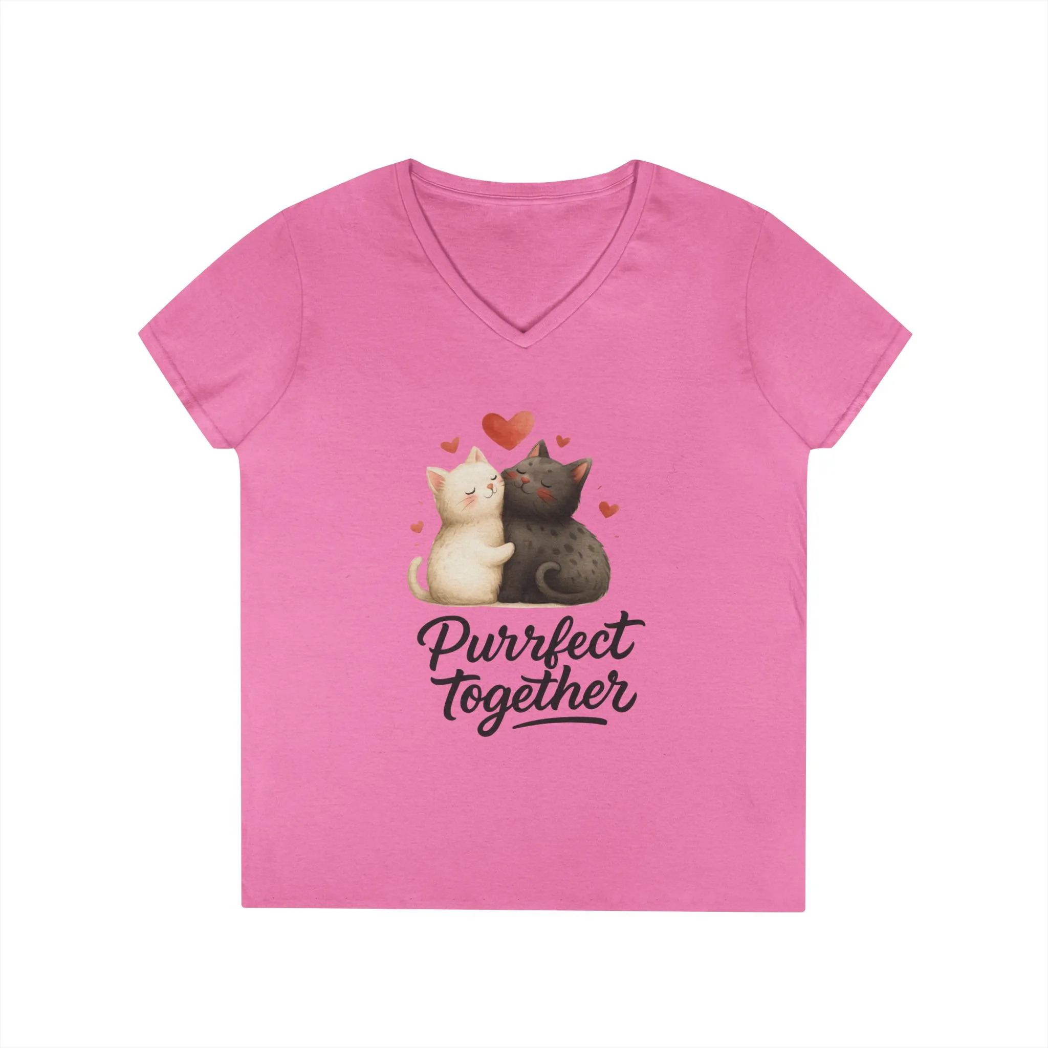 Cute Cat Love V-Neck T-Shirt, Animal Lover Gift, Valentine's Day Shirt, Cat Mom Gift, Cute Graphic Tee - Image 22