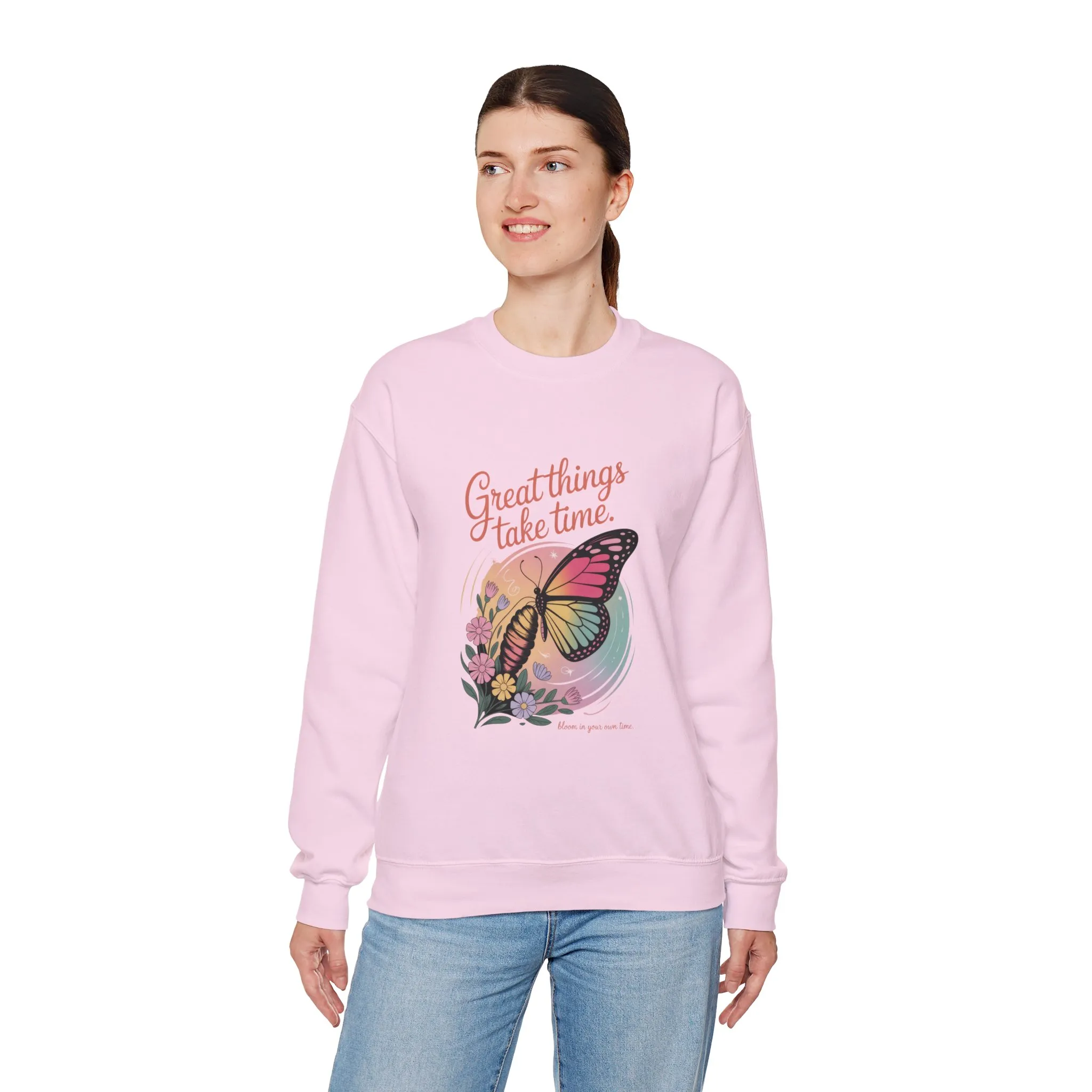 Inspirational Butterfly Sweatshirt - Great Things Take Time, Cozy Unisex Crewneck, Perfect Gift for Nature Lovers, Relaxed Style, [...] - Image 27