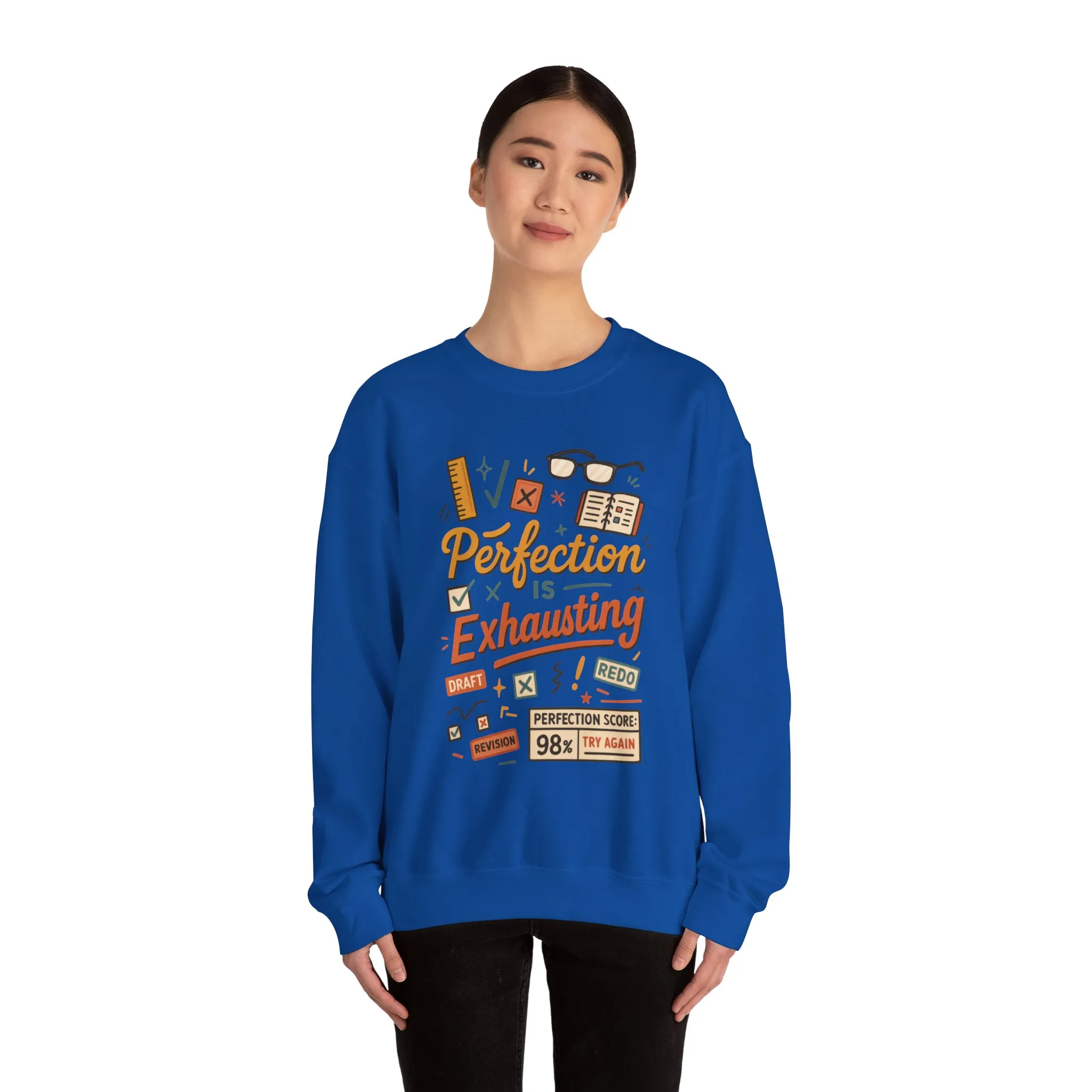Exhausting Perfection Crewneck Sweatshirt, Funny Gift for Students, Cozy Unisex Sweater, Gift for Graduates, Motivational Apparel - Image 42