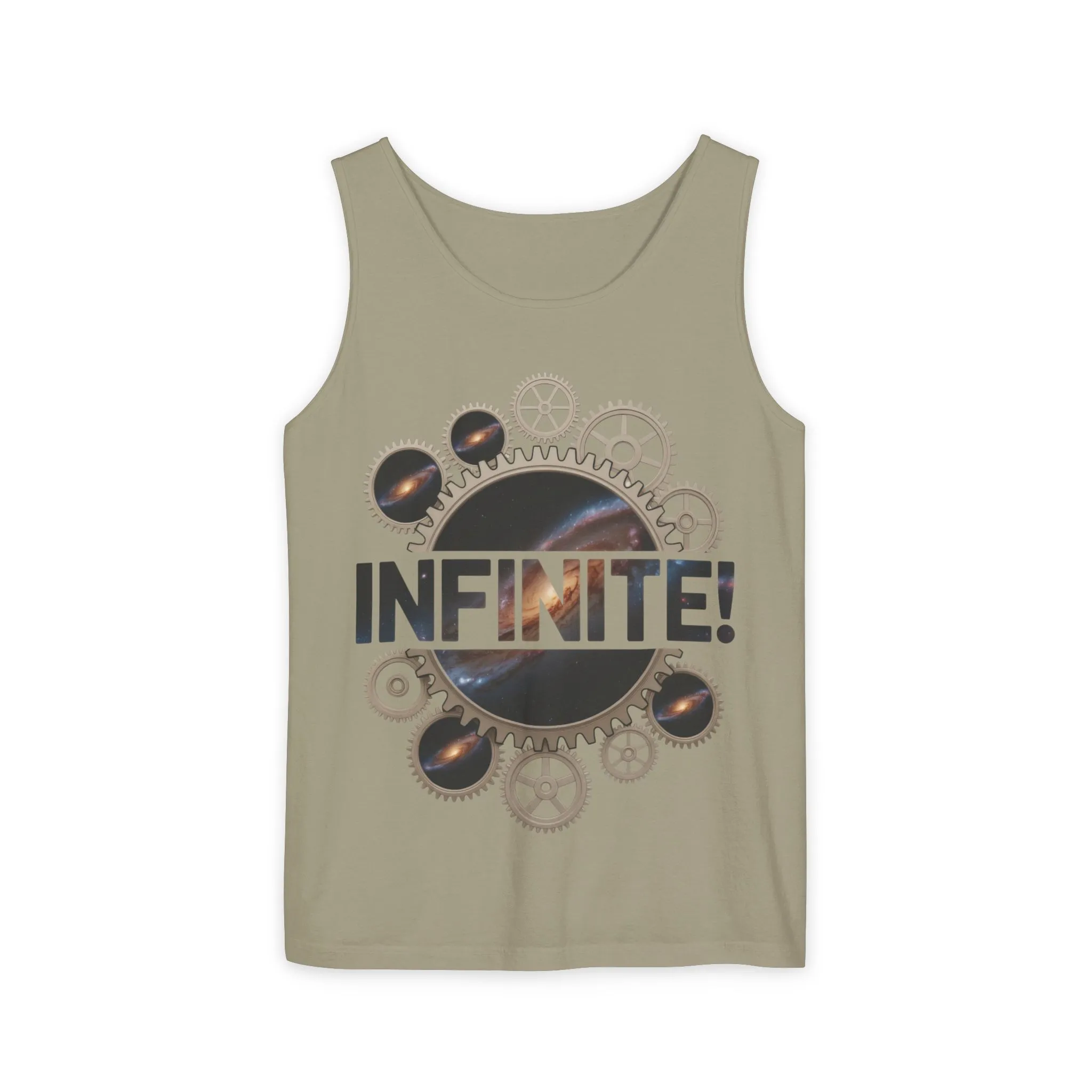Men's INFINITE! Steampunk Space Gears T-Shirt, Cosmic Mechanical Design Tee for Sci-Fi & Engineering Lovers, Workout Shirt - Image 7