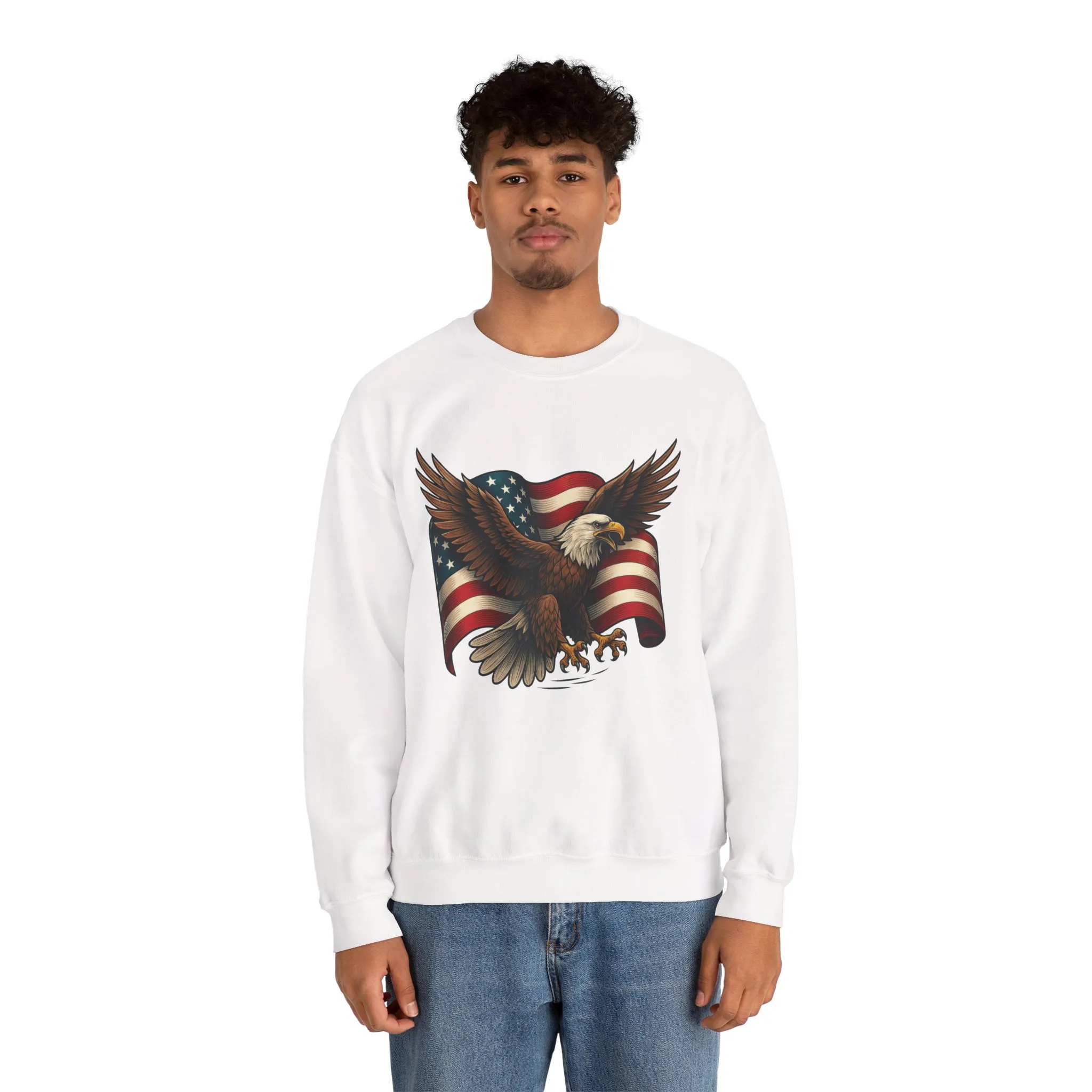 Patriotic Eagle Sweatshirt - Unisex Crewneck, USA Flag Apparel, Memorial Day, Veteran's Day, Independence Day, Gift for Patriots - Image 6