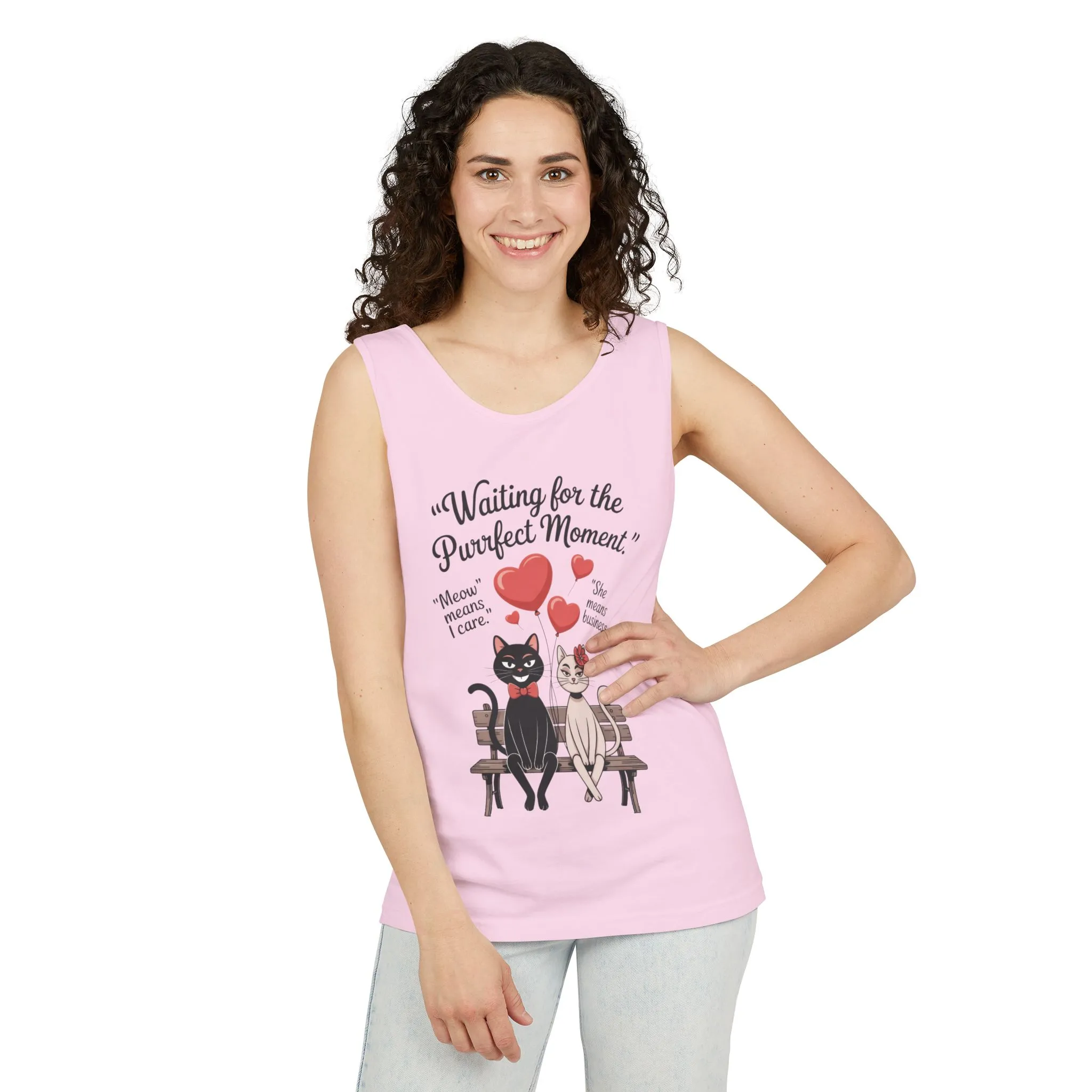 Cute Cat Lovers Tank, Womens Heavy Cotton Tank Top for Pet Owners, Funny Cat Tee, Gift for Cat Lovers, Casual T-Shirt, Animal Art Tee - Image 24