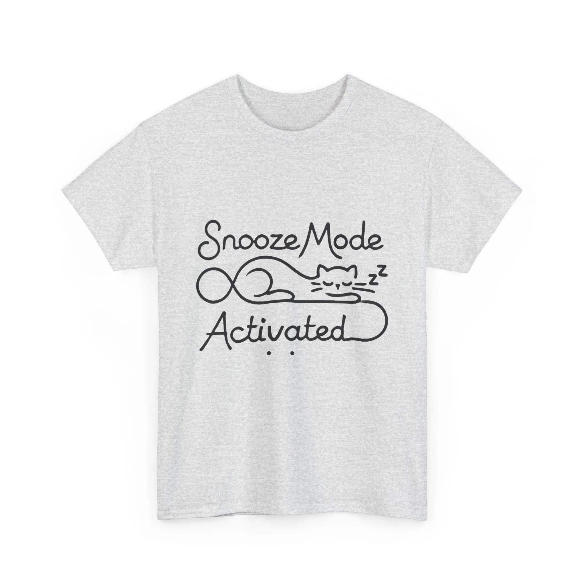 Cotton T-Shirt for Cat Lovers, Funny Sleeping Cat Tee, Lazy Mood Graphic, Women's Heavy Cotton T-Shirt Gift for Cat Lovers - Image 7