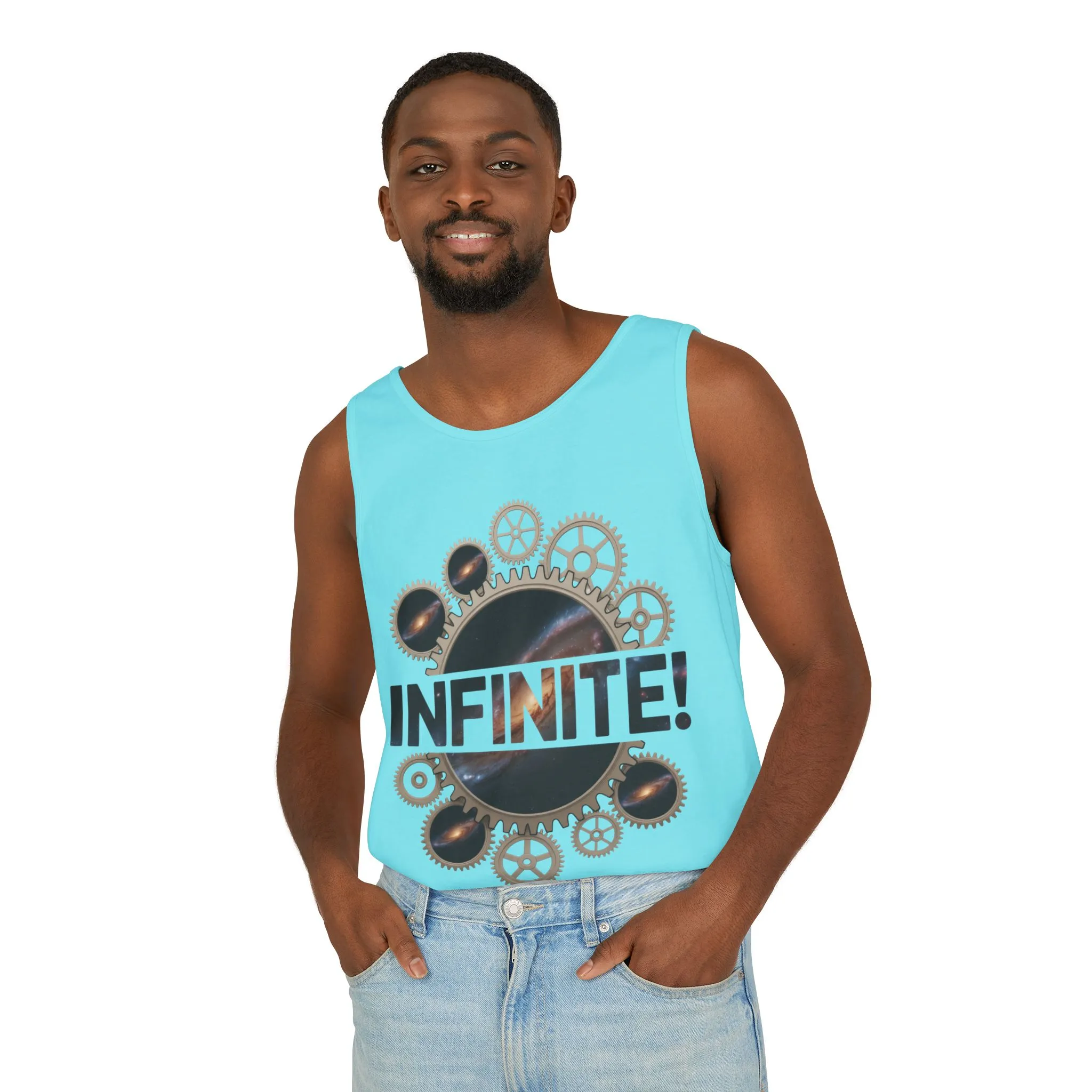 Men's INFINITE! Steampunk Space Gears T-Shirt, Cosmic Mechanical Design Tee for Sci-Fi & Engineering Lovers, Workout Shirt - Image 36