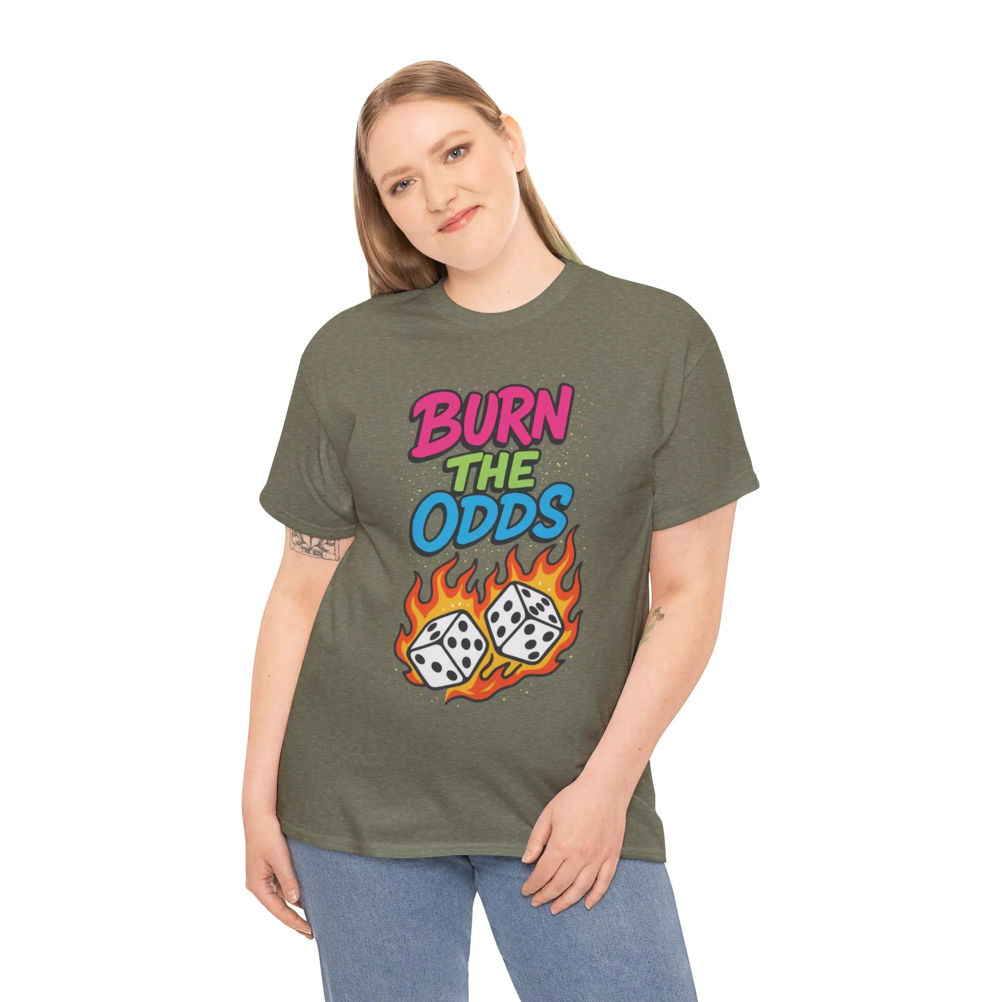 Burn the Odds Graphic Tee | Cool Casual Wear, Gaming Shirt, Unisex Cotton Tee, Dice Design T-Shirt, Gift for Gamers - Image 6