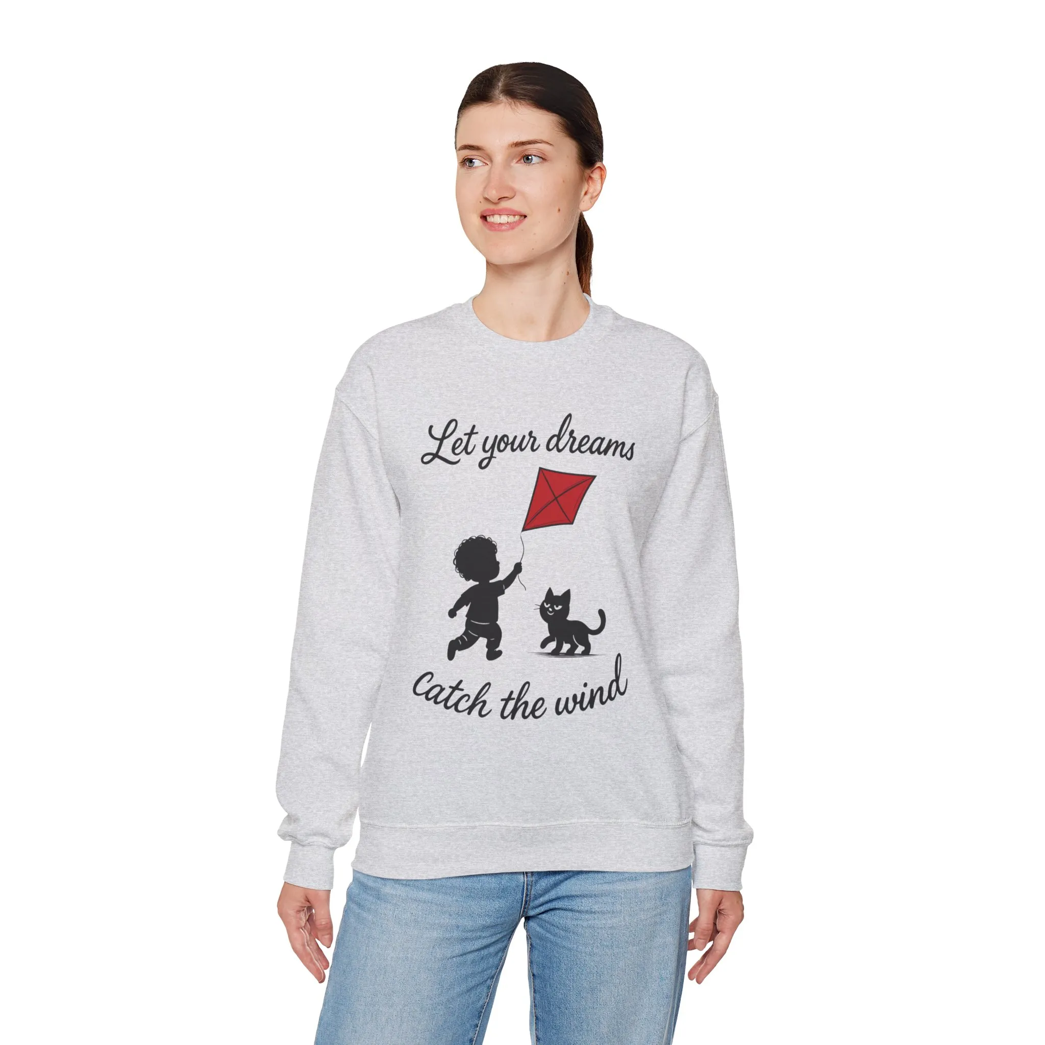 Dream Big Womens Crewneck Sweatshirt, Inspirational Gift, Cozy Lounge Wear, Cat Lover's Apparel, Kid's Motivation Sweatshirt - Image 6