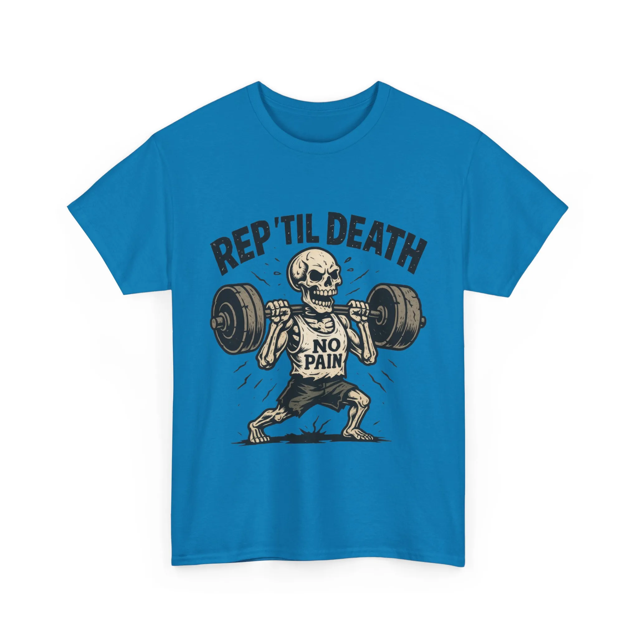 Mens Hardcore Fitness Shirt, No Pain Skeleton Workout Tee, Shirt for Fitness Lovers, Humor Gift for Bodybuilders, Rep Til Death Workout Tee - Image 26