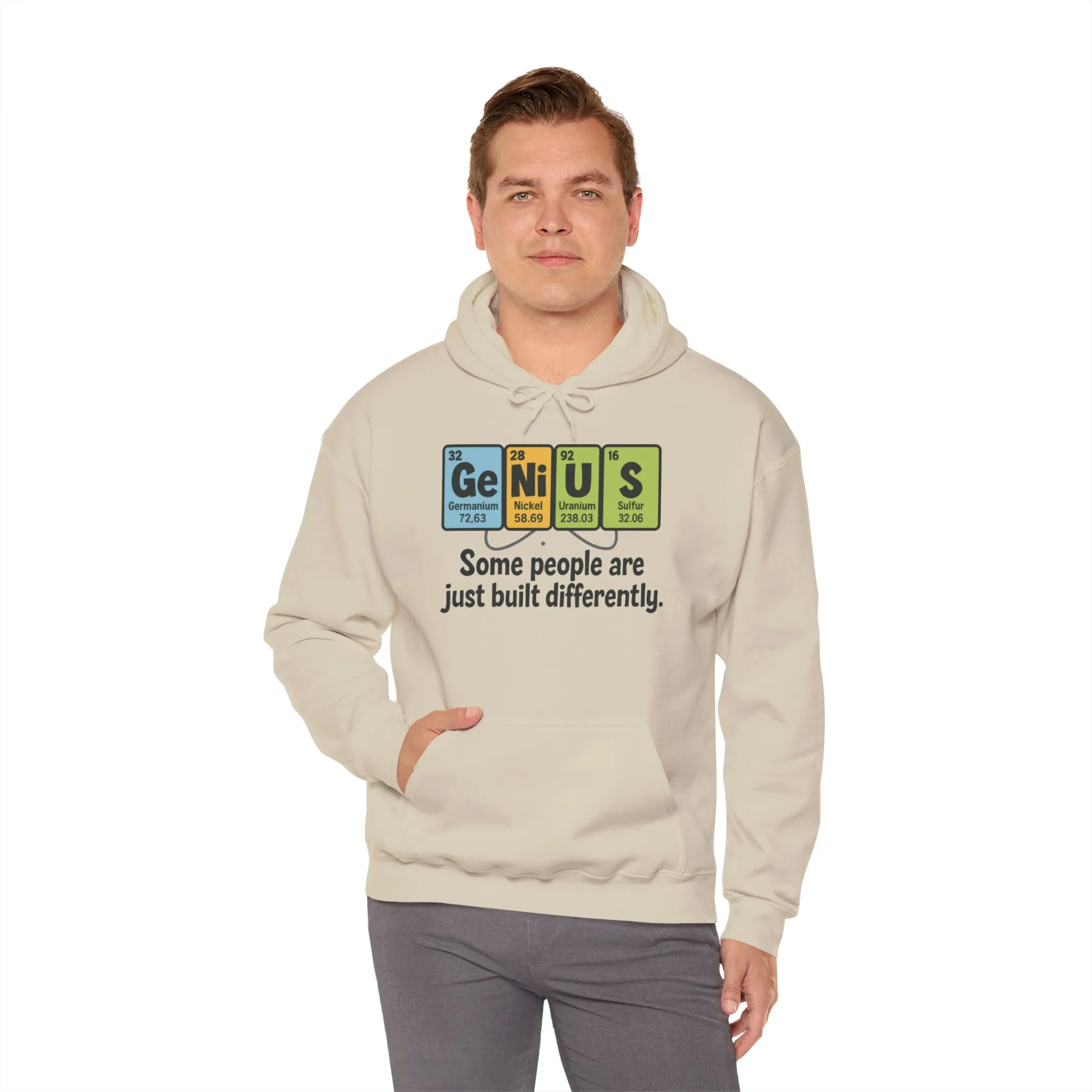 Funny Mens Genius Hoodie, Periodic Table Nerd Sweatshirt, Smart Science Pullover Gift for Him, Science Lover Apparel, Funny Hoodie - Image 6