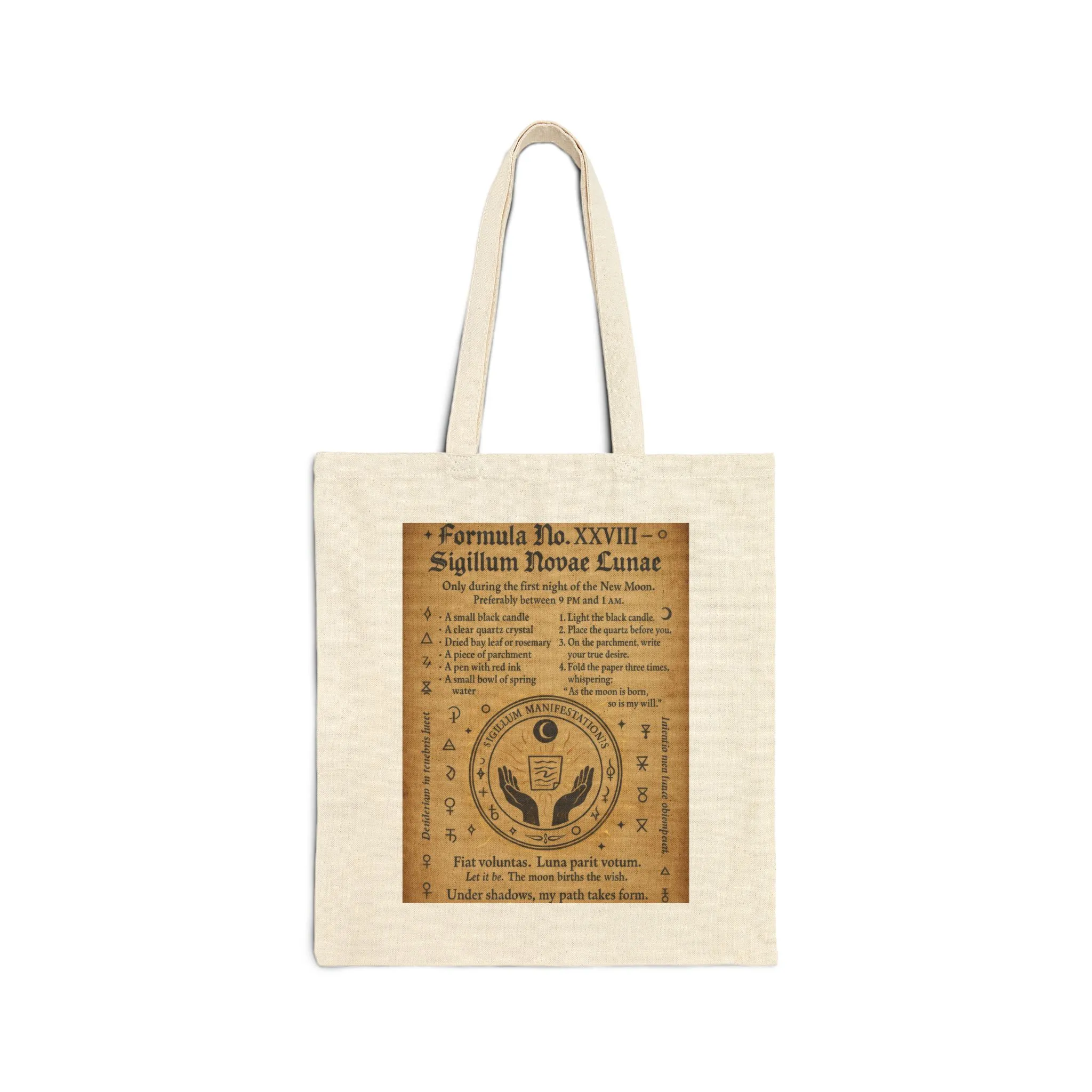 New Moon Ritual Spell Page, Moon Phase Magic, Mystical Grimoire Design, Witchy Bag, Witchy Gift, Mystical, Boho Tote Bag - Image 2