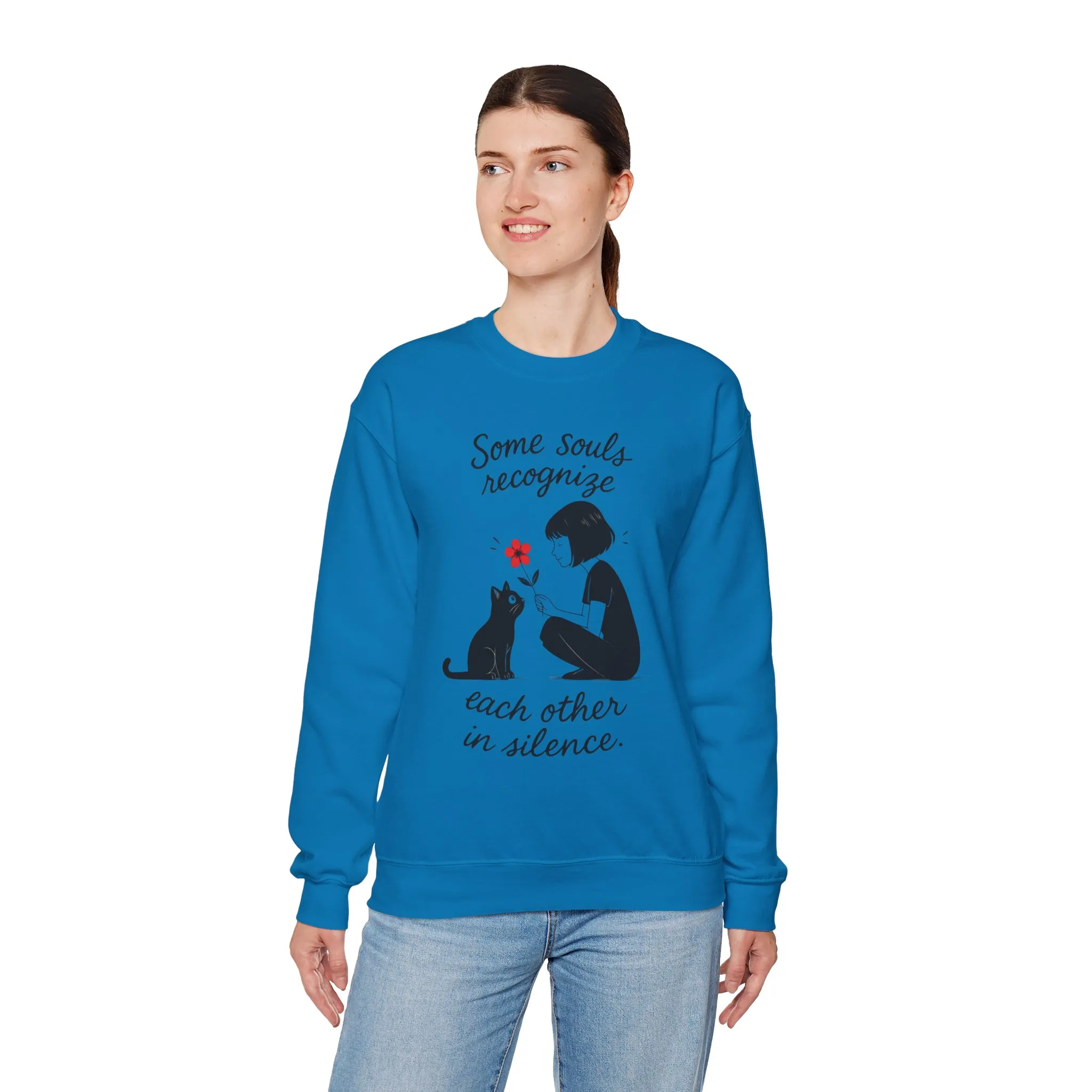 Soulful Cat and Human Crewneck Sweatshirt, Cozy Gift for Cat Lovers, Womens Sweatshirt, Animal Lover Apparel, Thoughtful Gift Idea - Image 24