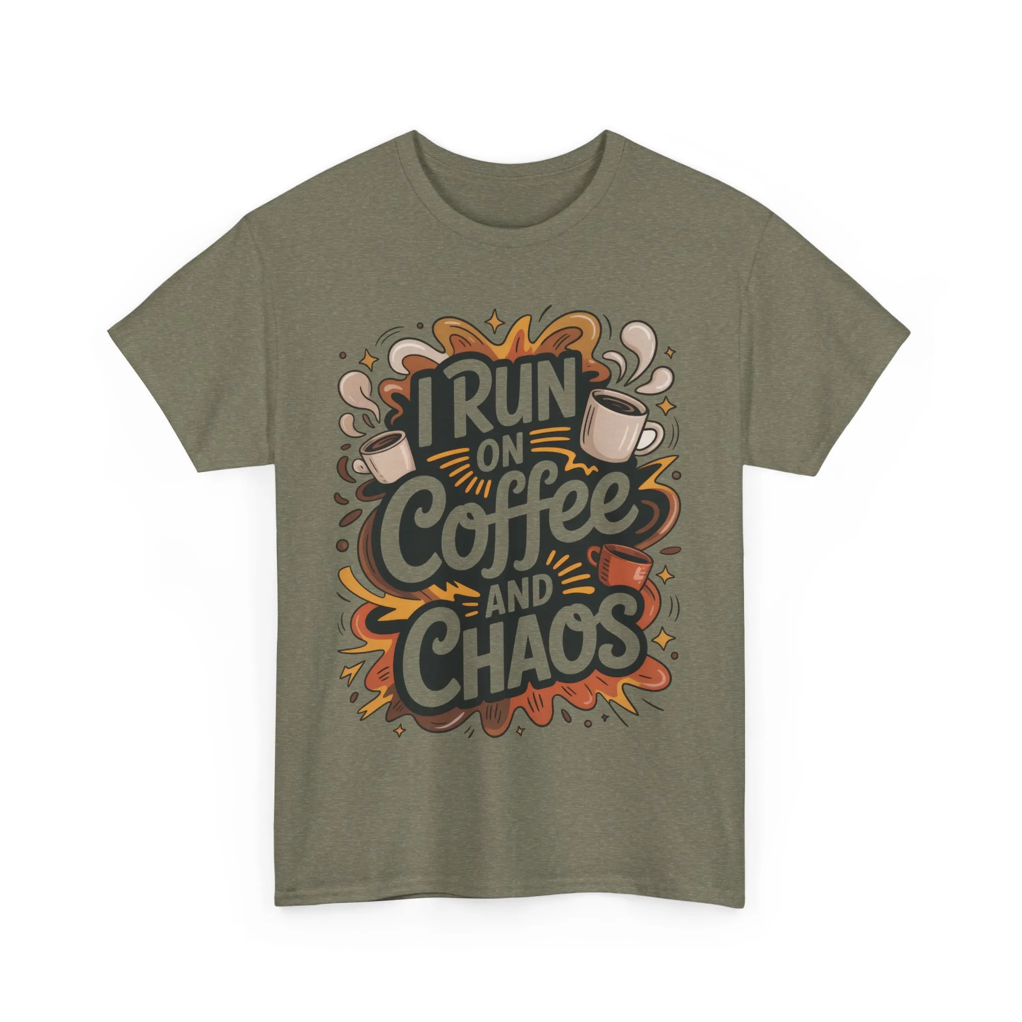 Funny Mens Coffee T-Shirt, I Run on Coffee and Chaos, Caffeinated Chaos Tee for Him, Perfect for Coffee Lovers, , Humor Tee - Image 10
