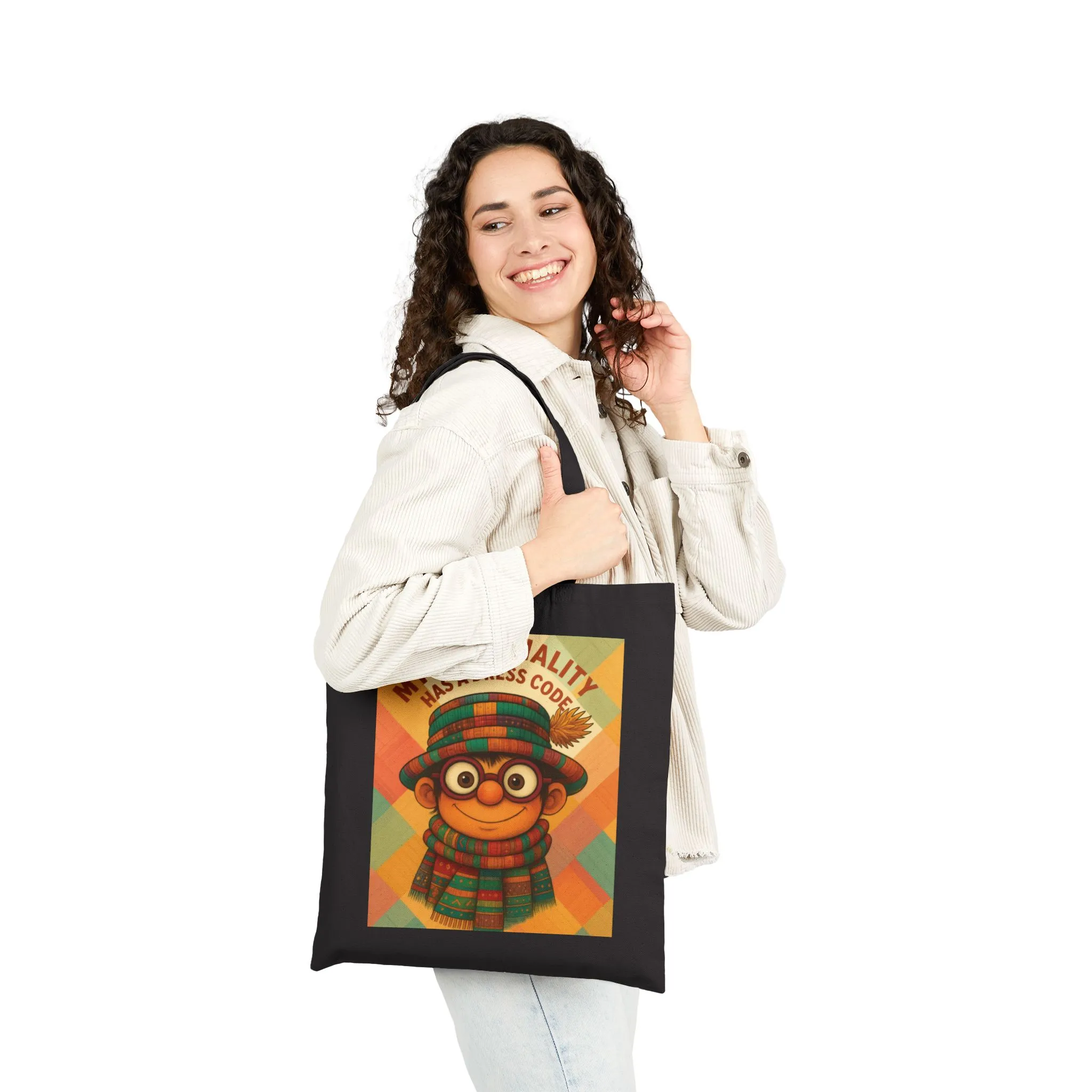 My Personality Has a Dress Code Tote Bag, Colorful Boho Character Cotton Canvas Bag, Funny Quote Gift, Quirky Fashion Illustration Shopper - Image 9