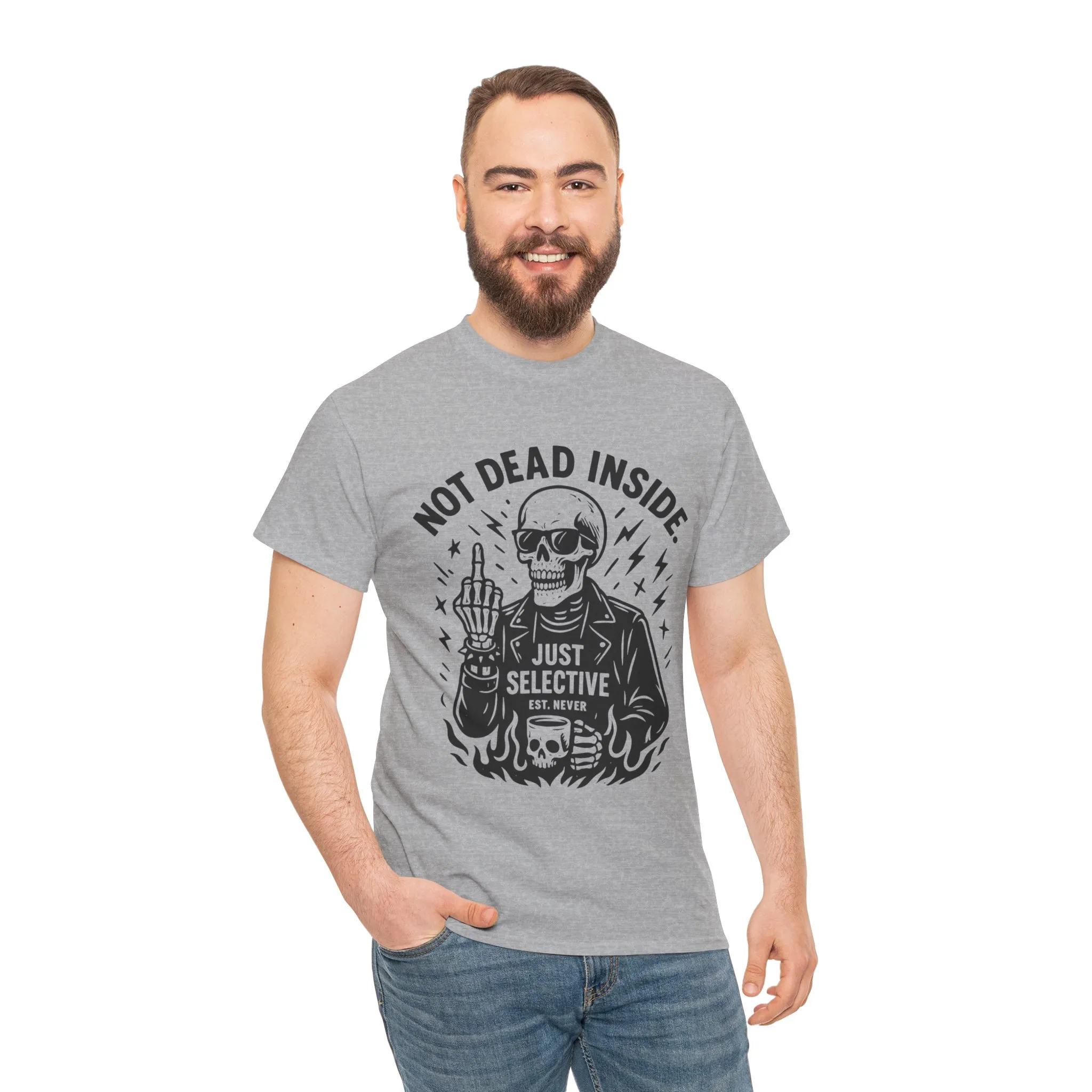 Mens Dark Humor Graphic Shirt, Not Dead Inside, Funny Graphic Shirt for Casual Wear, Gifts for Him, Halloween, Occasions, Funny Skeleton Tee - Image 8