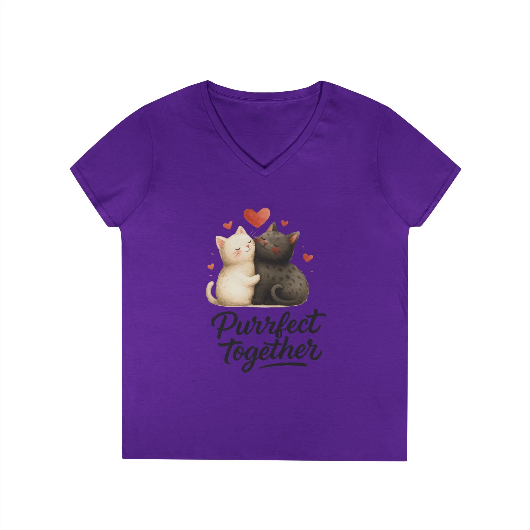 Cute Cat Love V-Neck T-Shirt, Animal Lover Gift, Valentine's Day Shirt, Cat Mom Gift, Cute Graphic Tee - Image 19