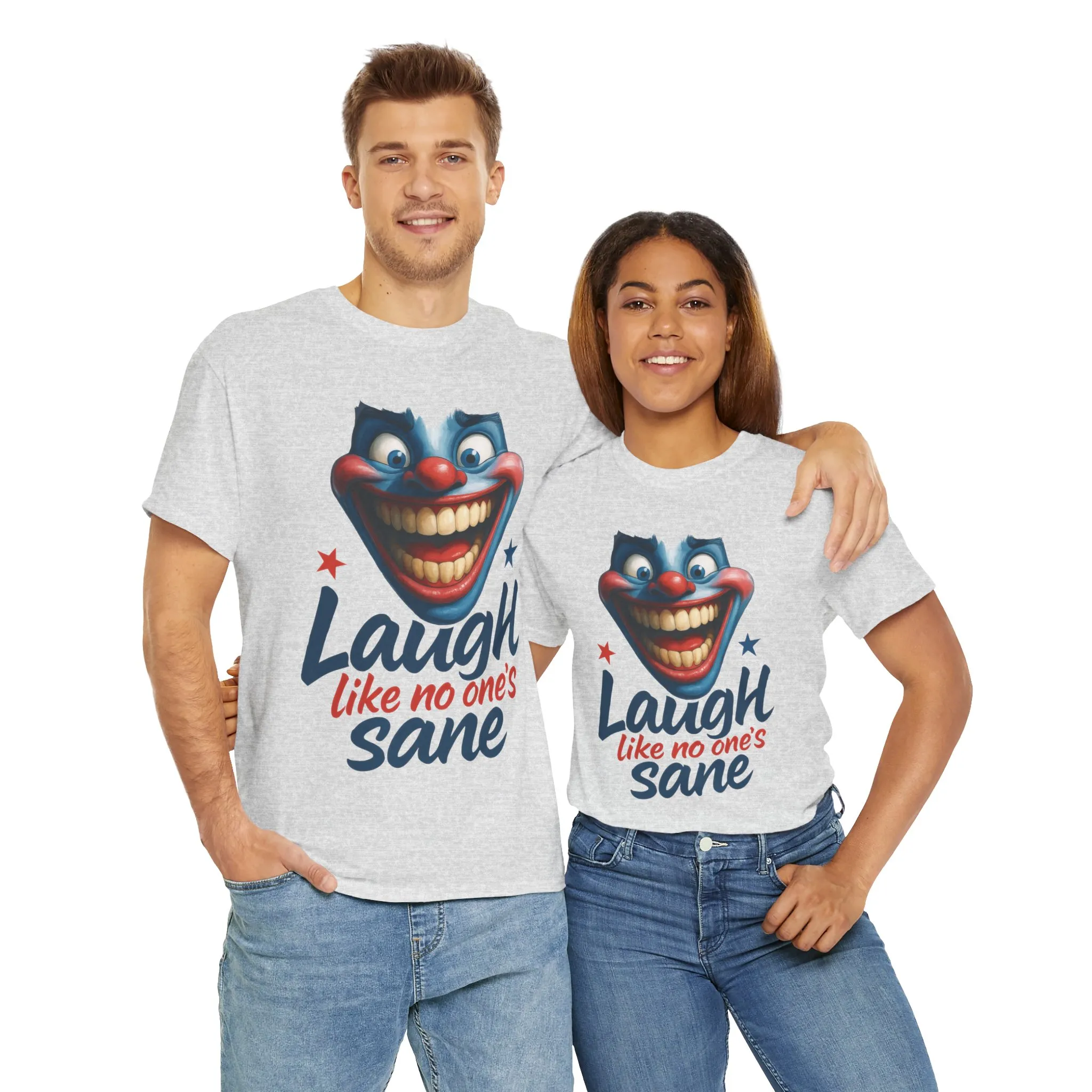 Funny Clown Face Unisex Heavy Cotton Tee, Creepy Clown Face T-Shirt, Humor T-Shirt,Clown Theme Shirt, Funny Horror Graphic Tee - Image 10