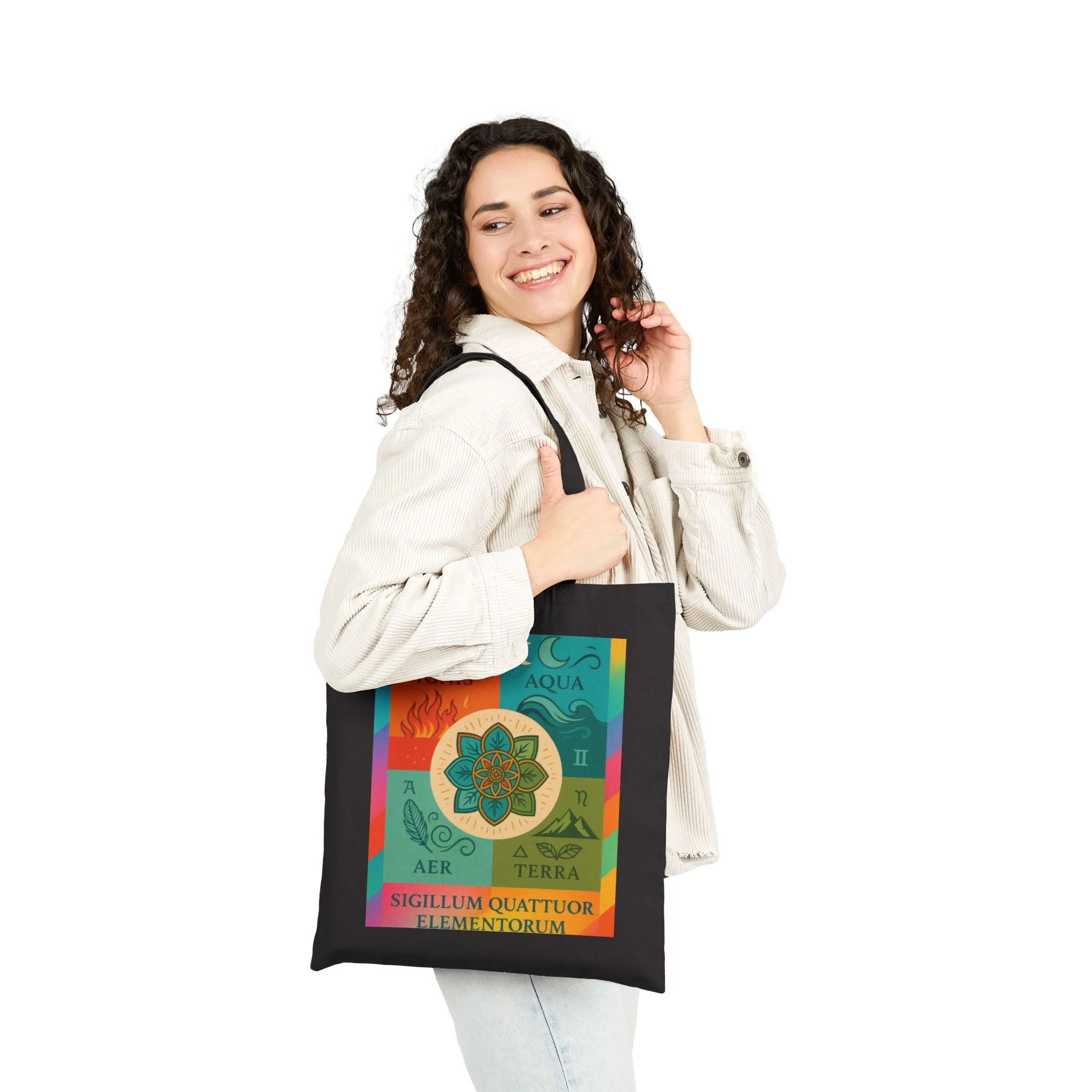 Four Elements Mandala Tote Bag, Fire, Water, Air, Earth Illustrated Symbolic Canvas Bag, Spiritual Boho Elemental Series Gift, Art Tote - Image 9