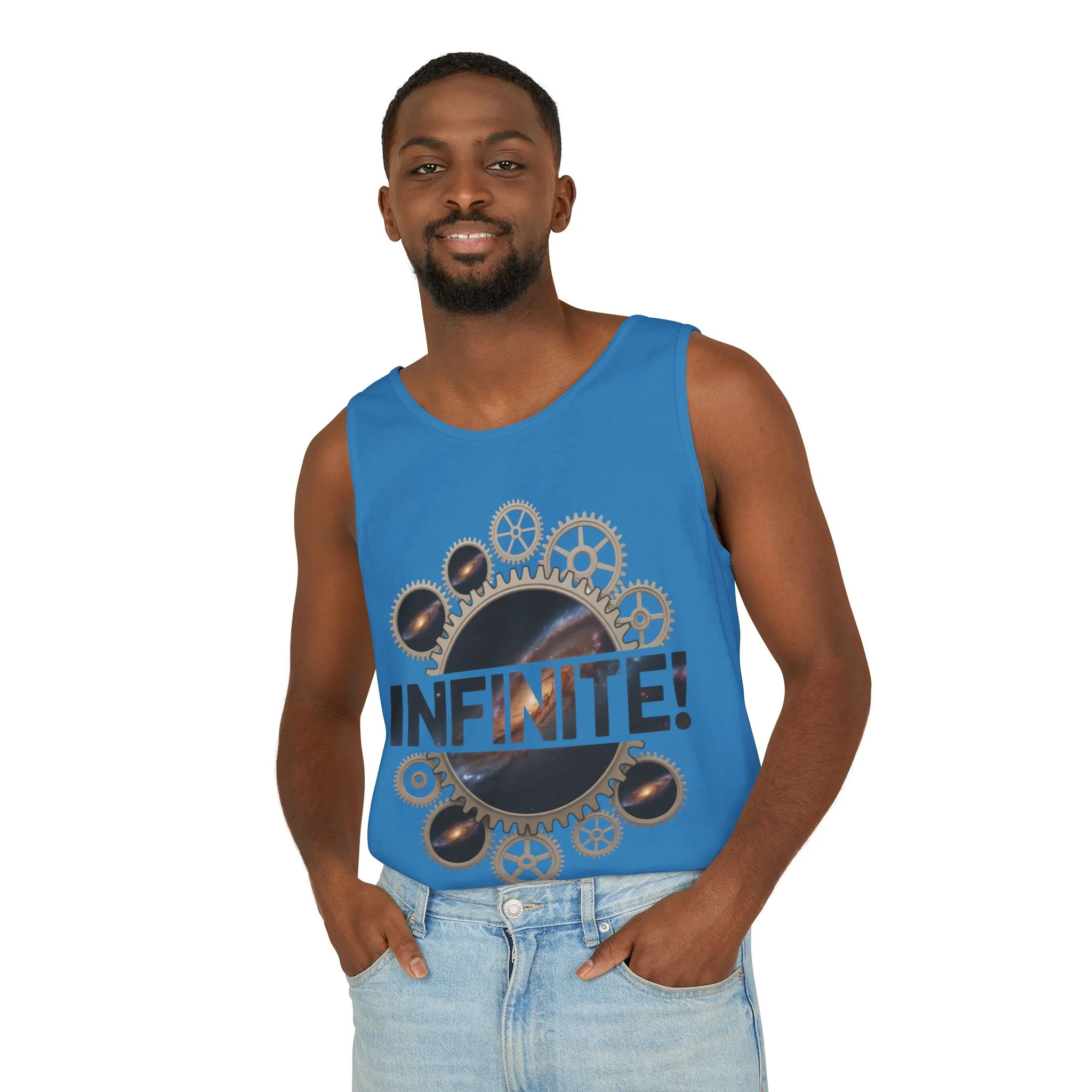 Men's INFINITE! Steampunk Space Gears T-Shirt, Cosmic Mechanical Design Tee for Sci-Fi & Engineering Lovers, Workout Shirt - Image 27