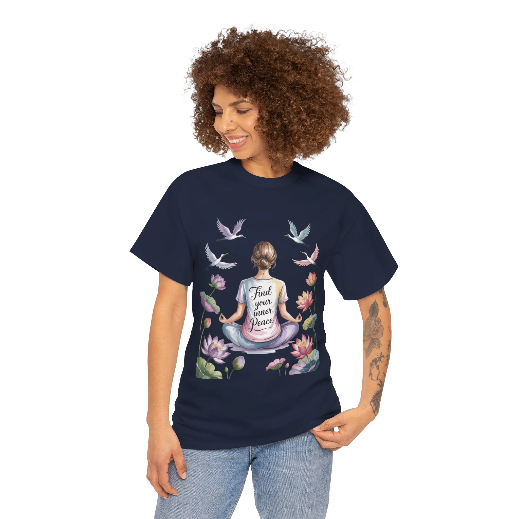Find Your Inner Peace Womens Heavy Cotton Tee, Motivational Shirt, Meditation Apparel, Relaxation Gift, Casual Wear, Mindfulness Tee - Image 20