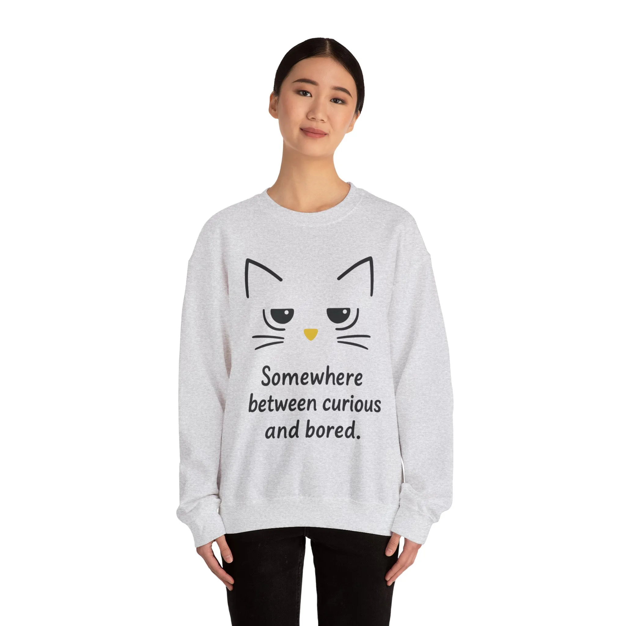 Whimsical Cat Crewneck Womens Sweatshirt, Cozy Relaxed Wear, Perfect Gift for Cat Lovers, Casual Everyday Style - Image 8