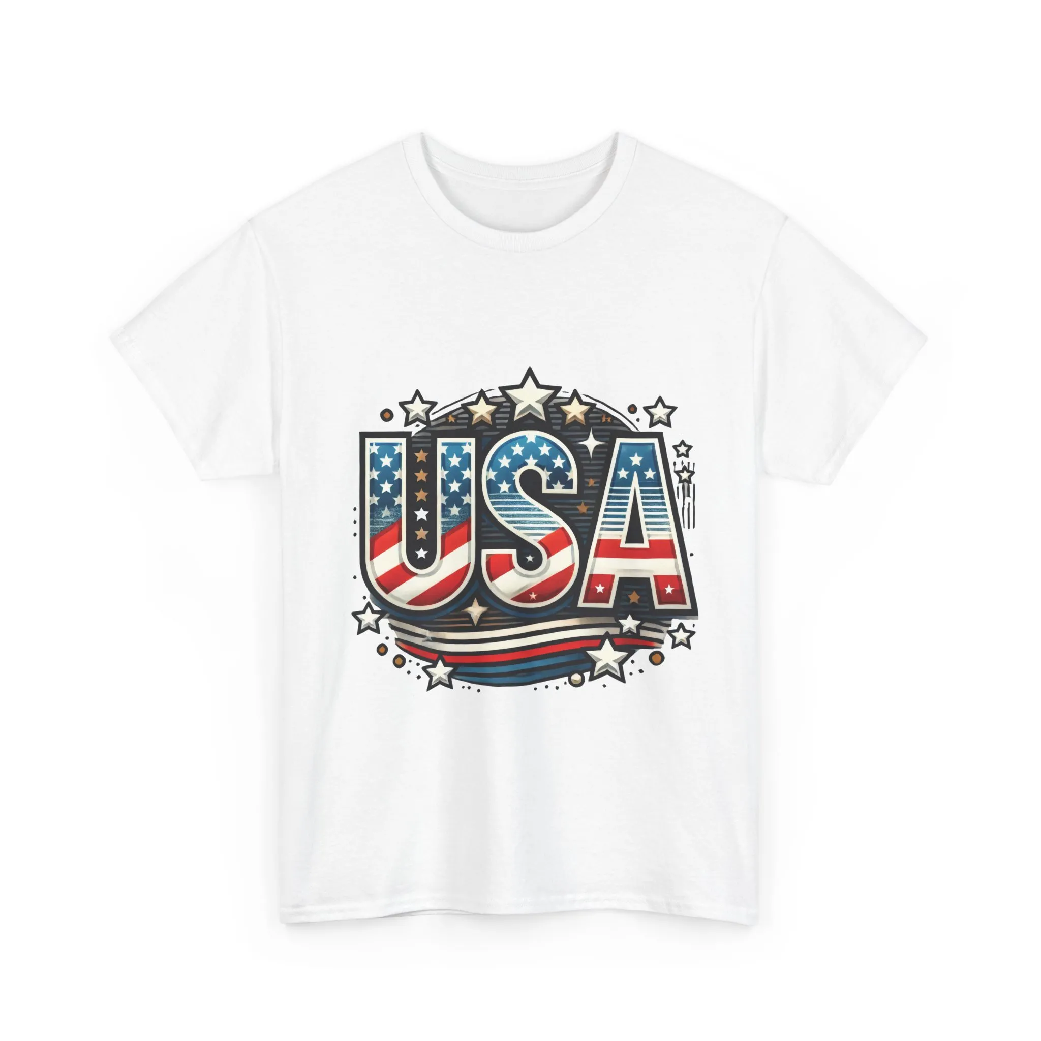 Patriotic USA T-Shirt, Unisex Heavy Cotton Tee for Independence Day, Memorial Day, 4th of July, Casual Wear, Gifts - Image 3