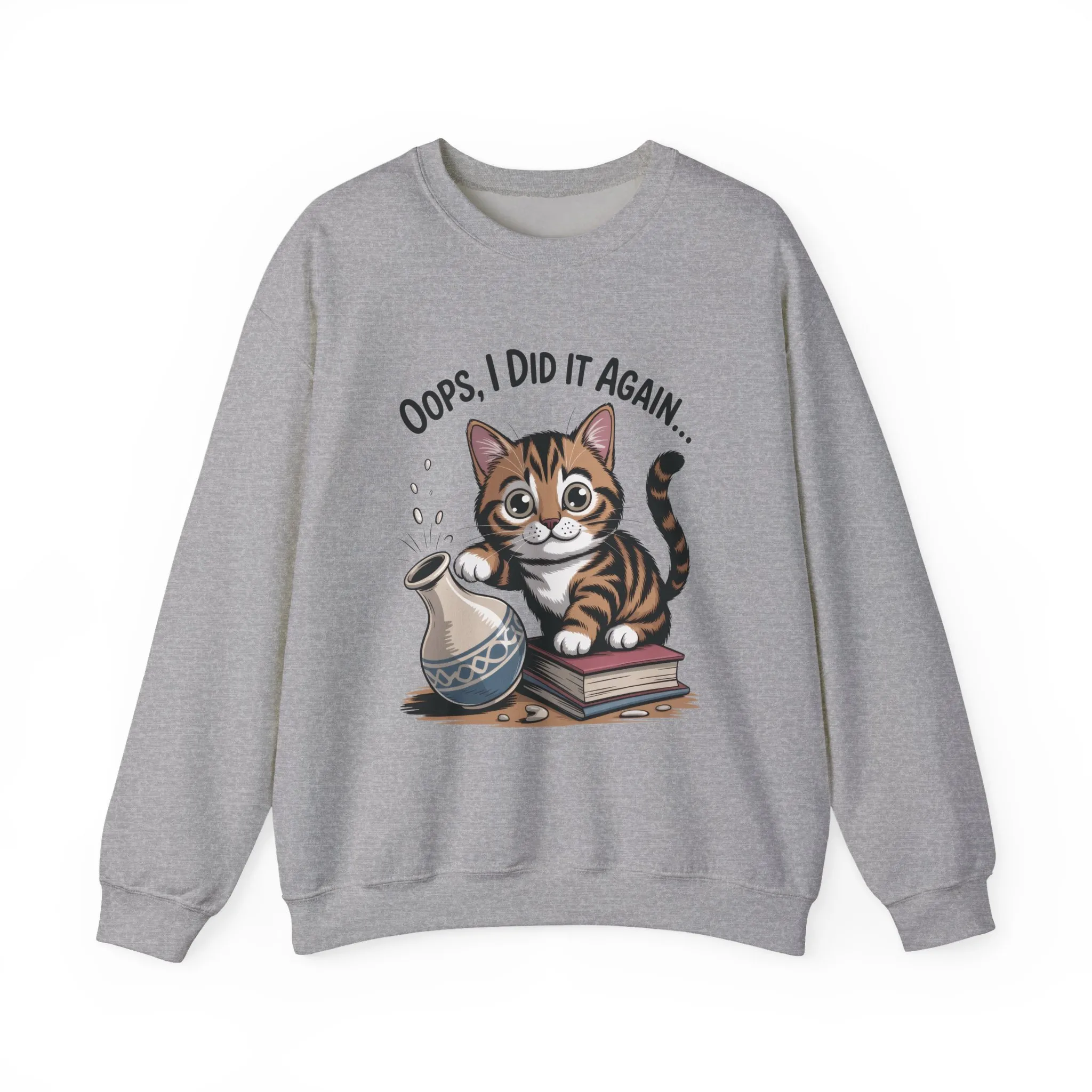 Cute Cat Oops! I Did It Again Sweatshirt, Funny Pet Lover Gift, Cozy Crewneck for Cat Moms, Purrfect for Birthdays, Casual Wear - Image 4