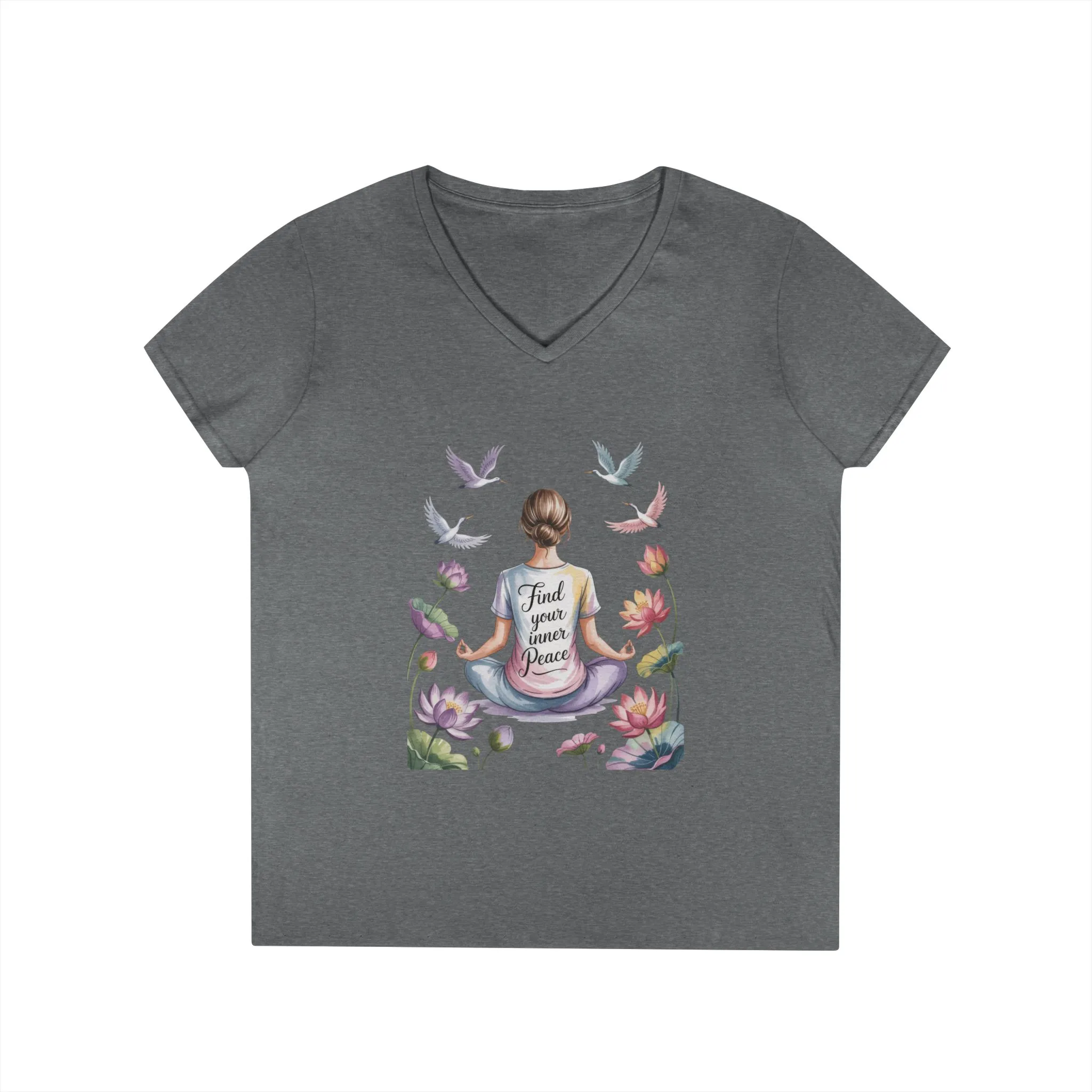 Mindful V-Neck T-Shirt, Inspirational Tee, Yoga Shirt, Self-Care Apparel, Gift for Her, Casual Wear, Find Your Inner Peace - Image 7