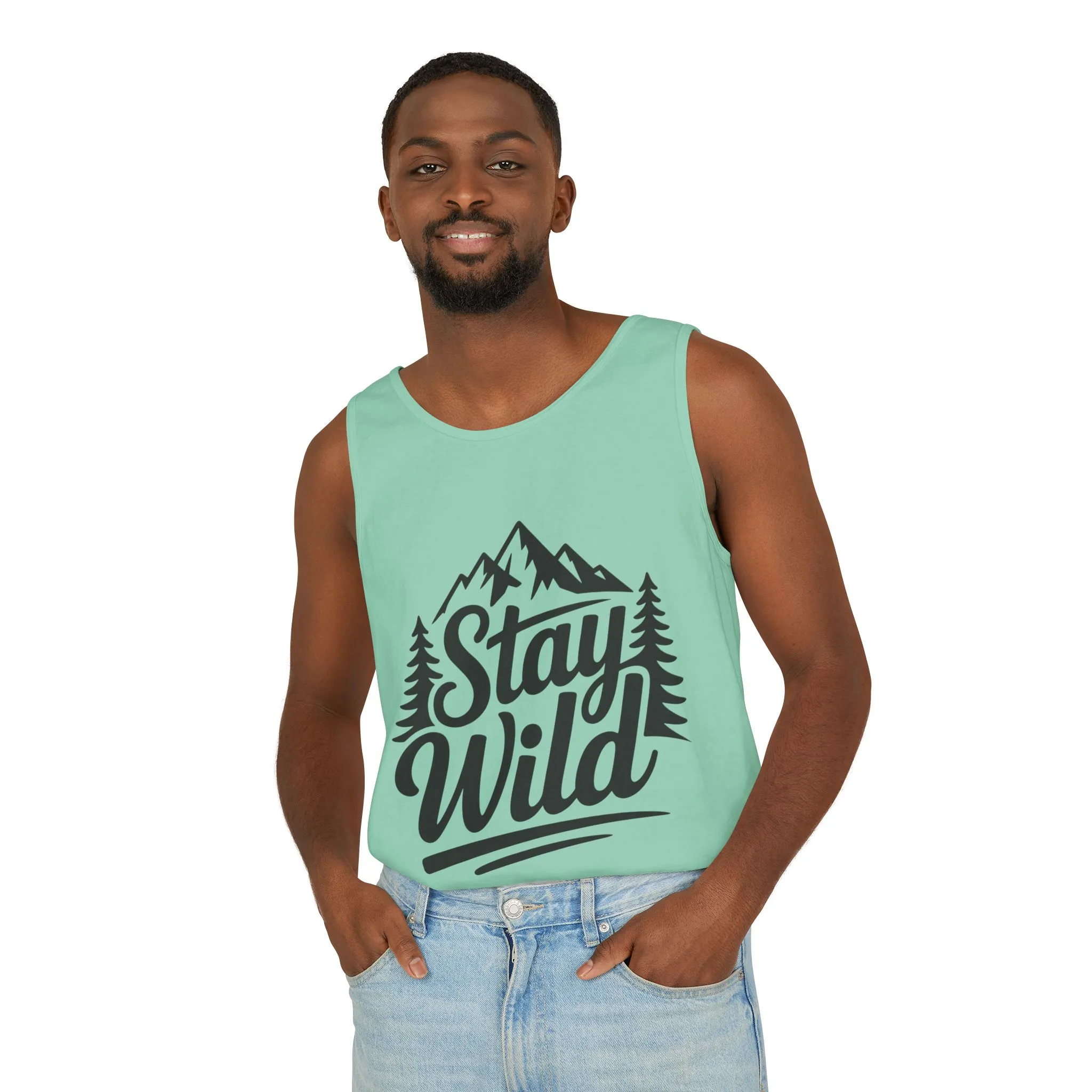 Stay Wild Garment-Dyed Mens Tank Top, Boho Summer Top, Adventure Shirt, Nature Lover Apparel, Gift for Hikers, Outdoor Clothing - Image 36