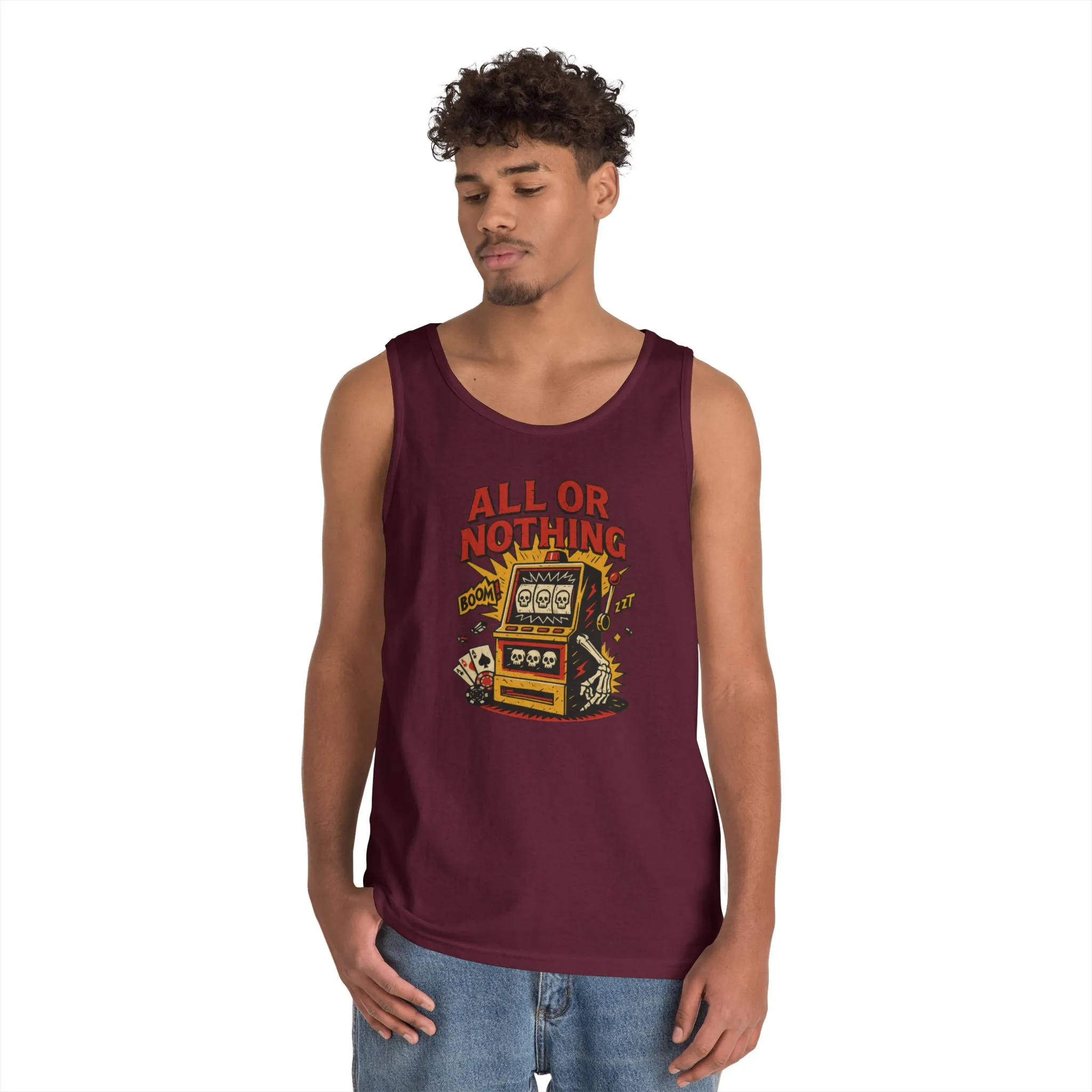 Retro Casino Vibes Tank Top, All or Nothing Design, Gift for Gamers, Poker Lover Gift, Gaming Apparel, Slot Machine Graphic - Image 9