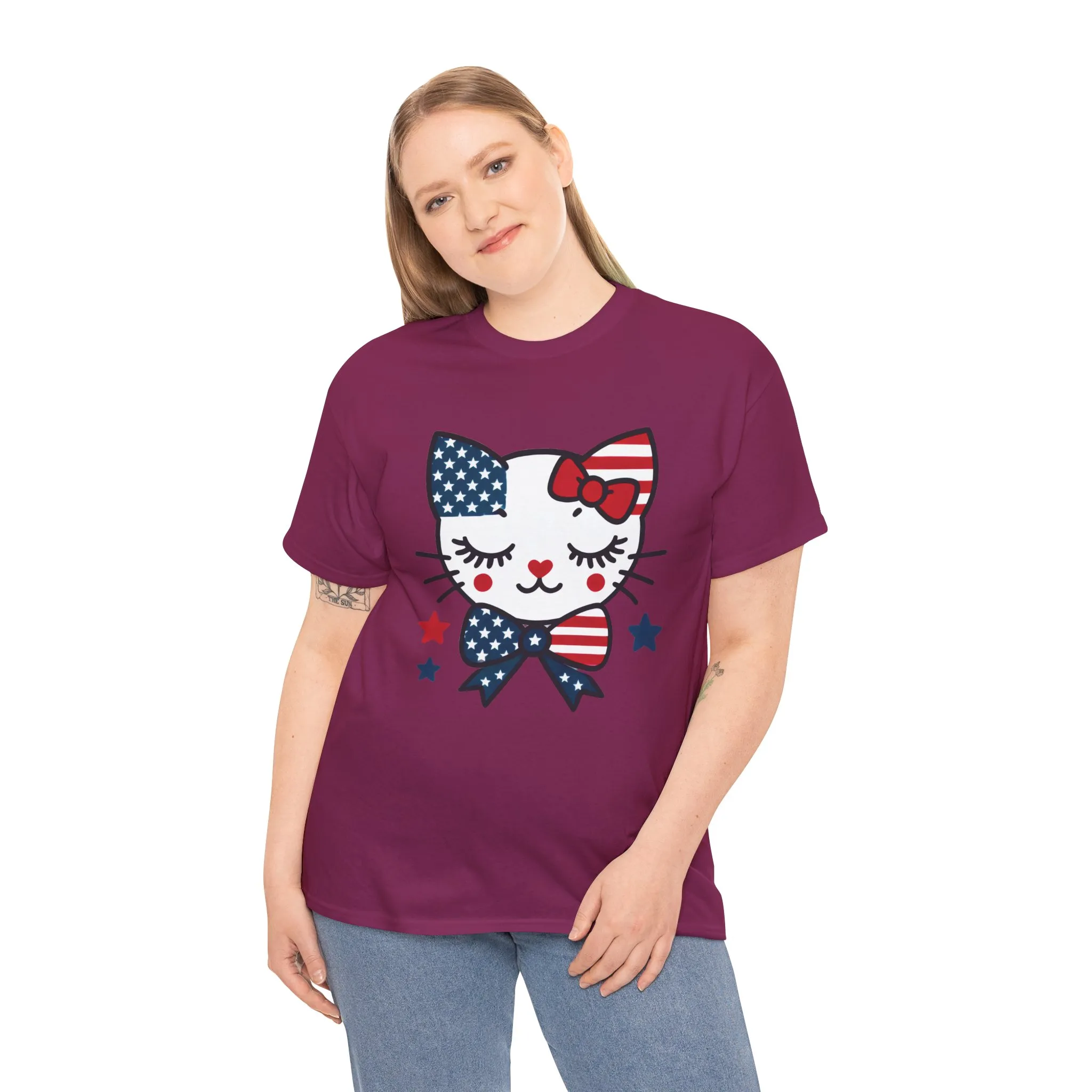 Patriotic Cat Womens Tee, Cute Cat Shirt, Womens T-Shirt, July 4th Outfit, Independence Day Gift, Animal Lover Apparel - Image 26
