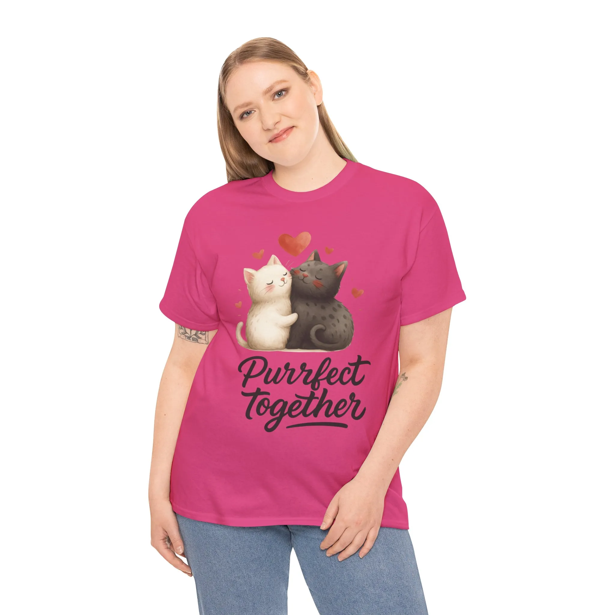 Purrfect Together Cat Tee, Cute Cat Lovers Gift, Funny Animal T-Shirt, Unisex Cotton Graphic Tee, Perfect for Valentine's Day, Pet [...] - Image 27