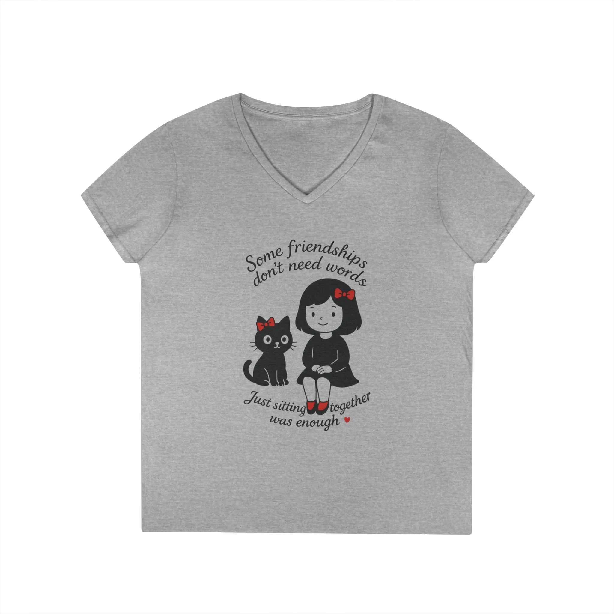 Cat Lover Girls' V-Neck T-Shirt, Gift for Birthday, Cat Lover T-Shirt, Cat Mom Gift - Image 4