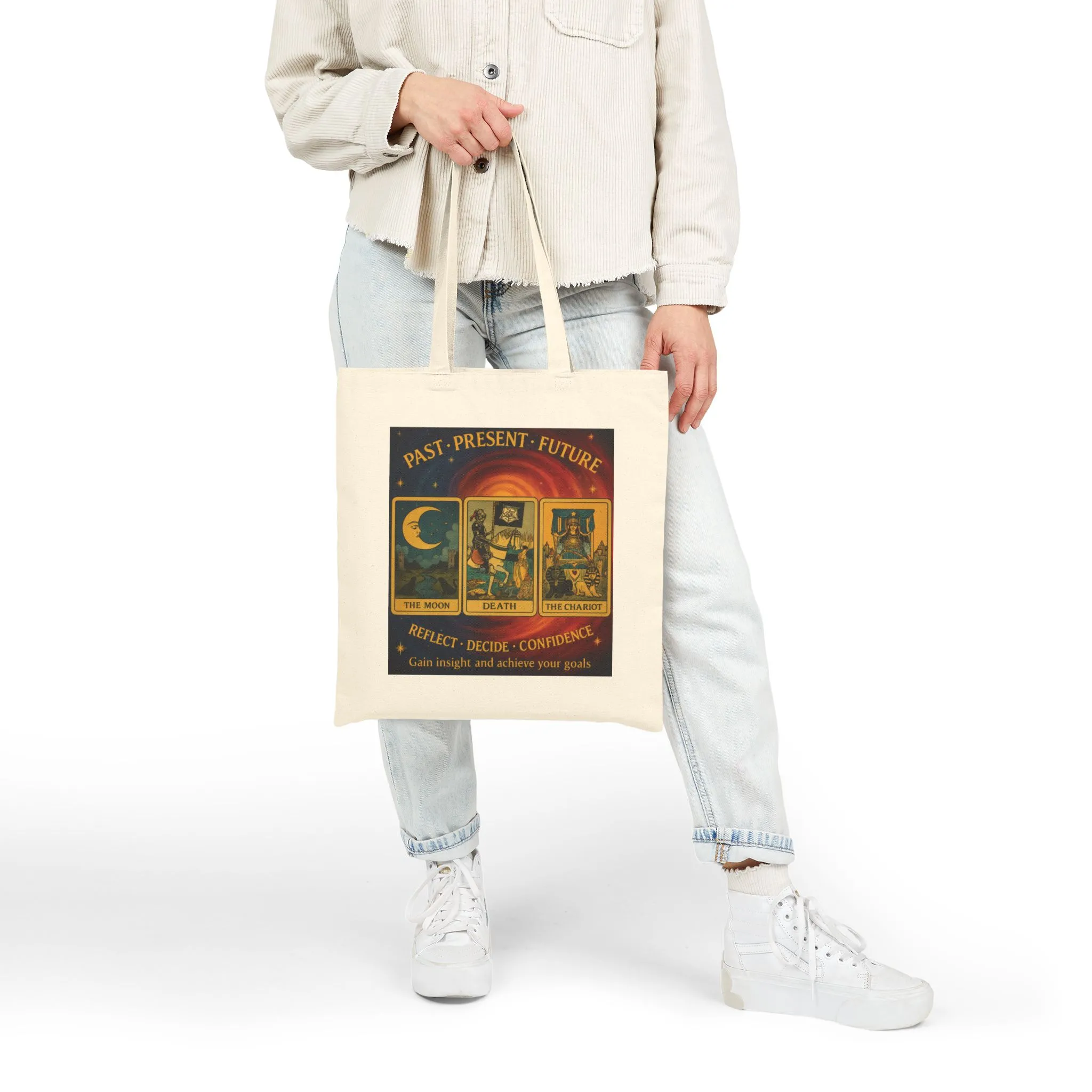Past Present Future Tarot Tote Bag,Spiritual Gift for Tarot Lovers, Spiritual Gifts, Mystical Tarot Tote Bag, Unique Canvas Bag - Image 3