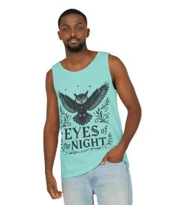 Eyes of the Night Owl Tank Top, Mens Summer Wear, Boho Aesthetic, Festival Outfit, Nature Lover Gift, Halloween Apparel