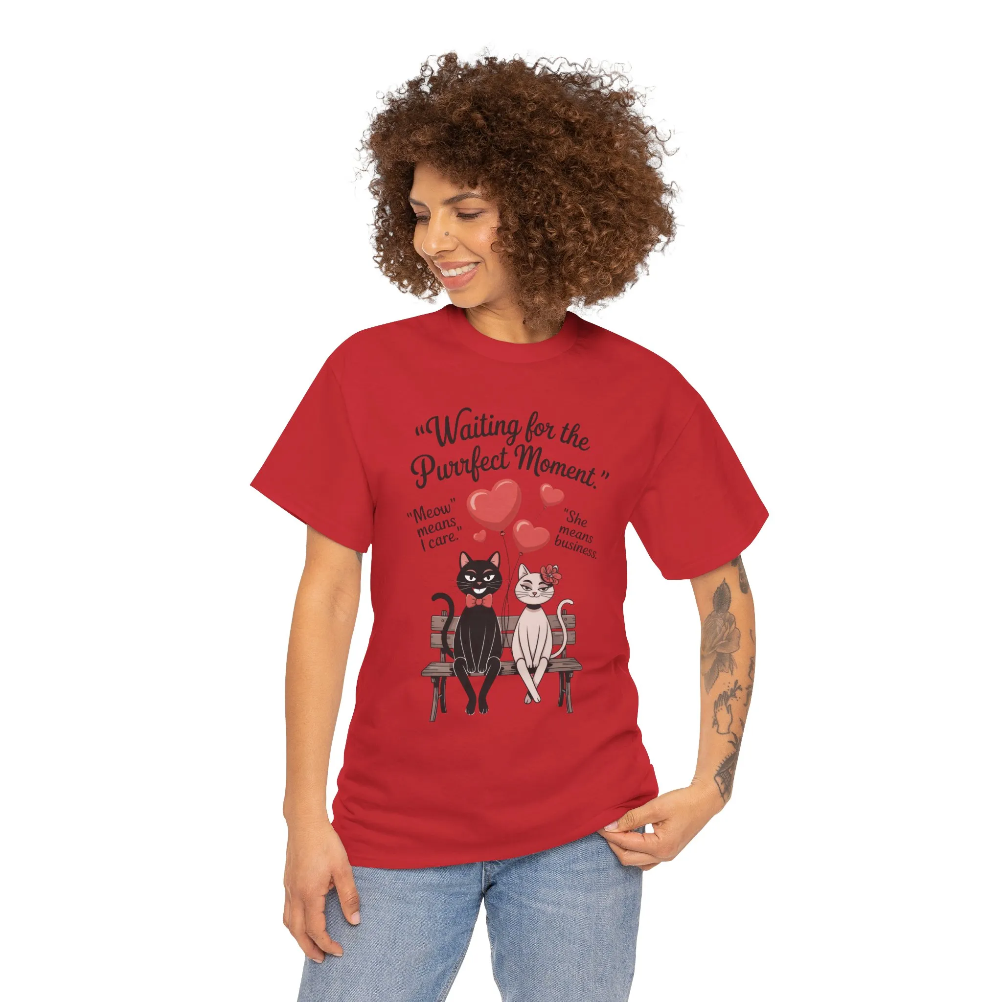 Cute Cat Lovers Tee, Unisex Heavy Cotton Tee for Pet Owners, Funny Cat Shirt, Gift for Cat Lovers, Casual T-Shirt, Animal Art Tee - Image 29
