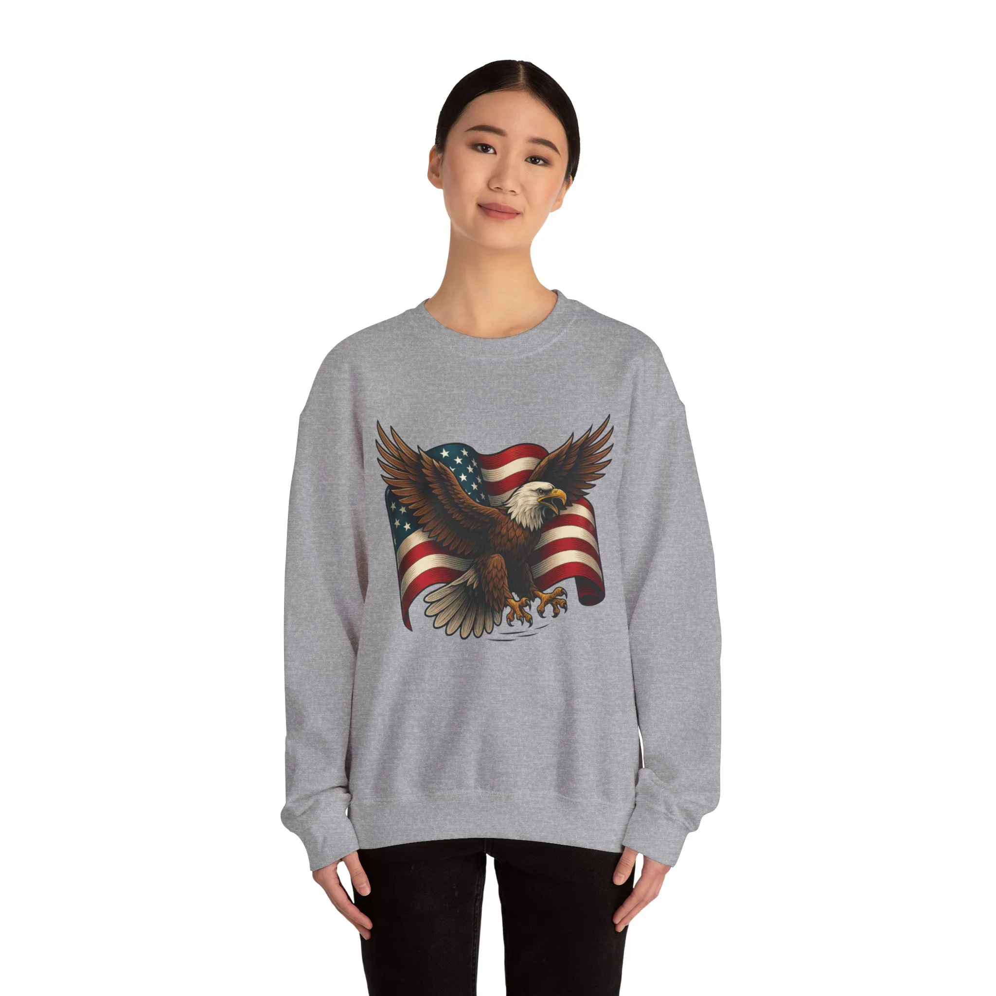 Patriotic Eagle Sweatshirt - Unisex Crewneck, USA Flag Apparel, Memorial Day, Veteran's Day, Independence Day, Gift for Patriots - Image 8