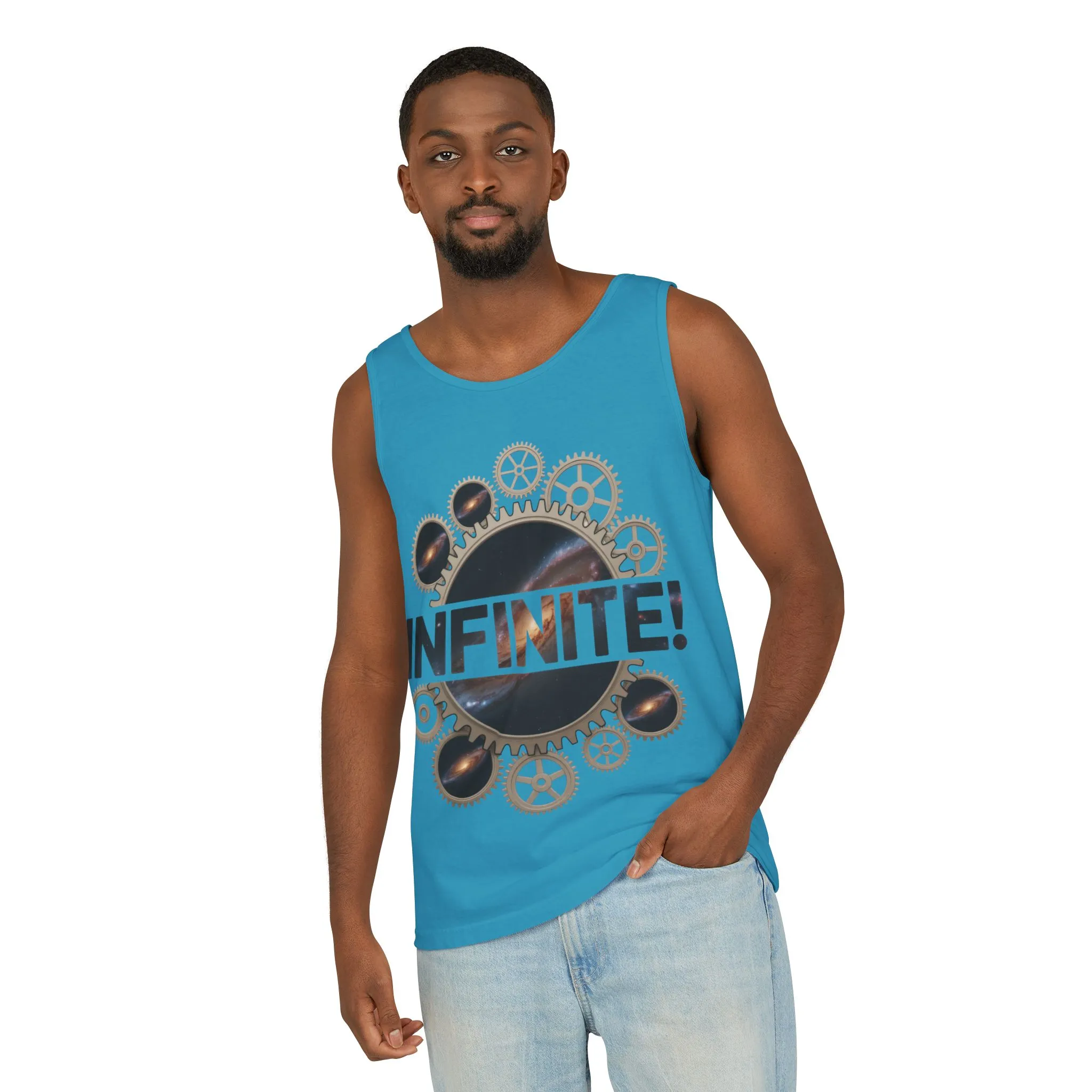 Men's INFINITE! Steampunk Space Gears T-Shirt, Cosmic Mechanical Design Tee for Sci-Fi & Engineering Lovers, Workout Shirt - Image 23