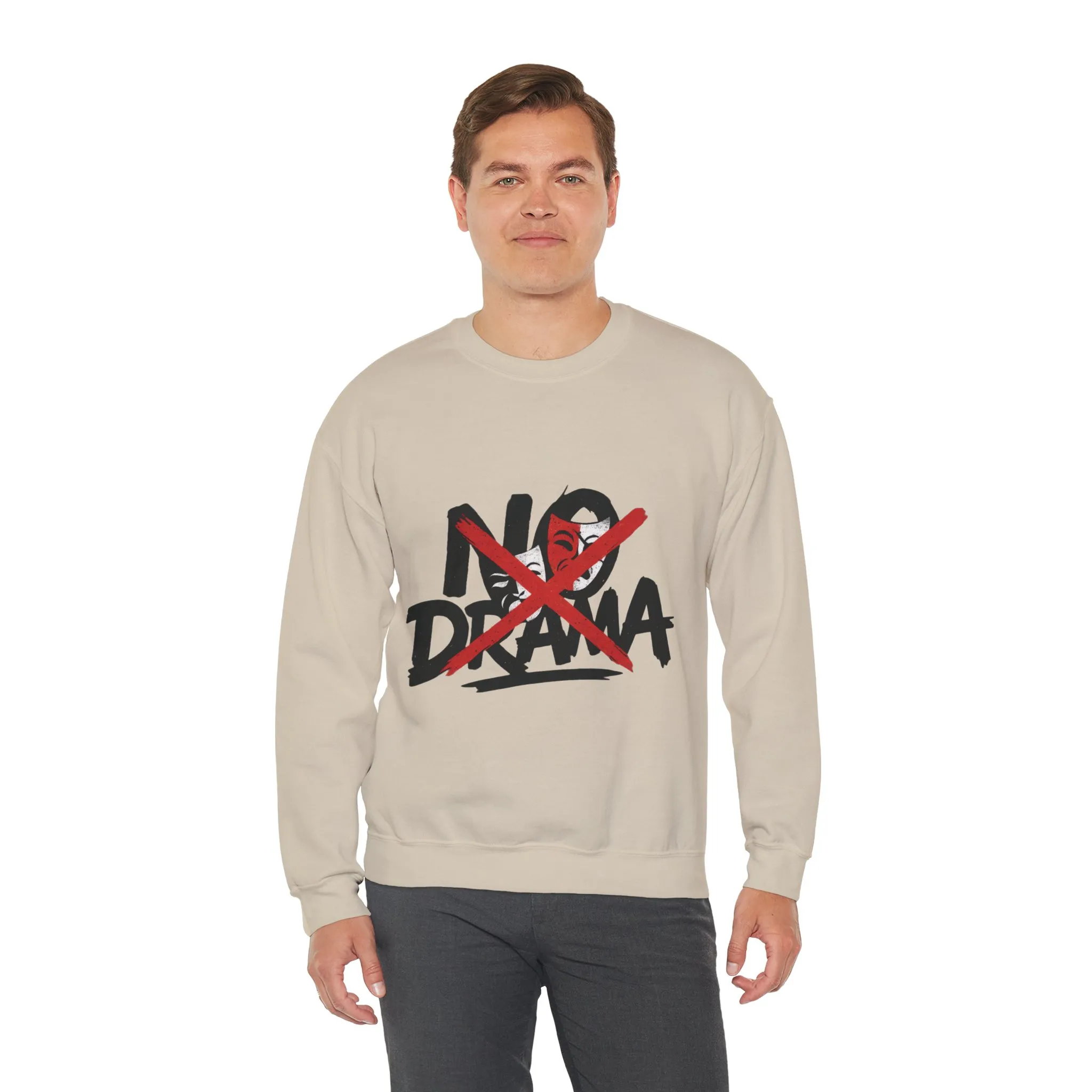 No Drama Mens Crewneck Sweatshirt, Casual Everyday Wear, Gift for Friends, Relaxed Vibes, Comfortable Fashion - Image 30