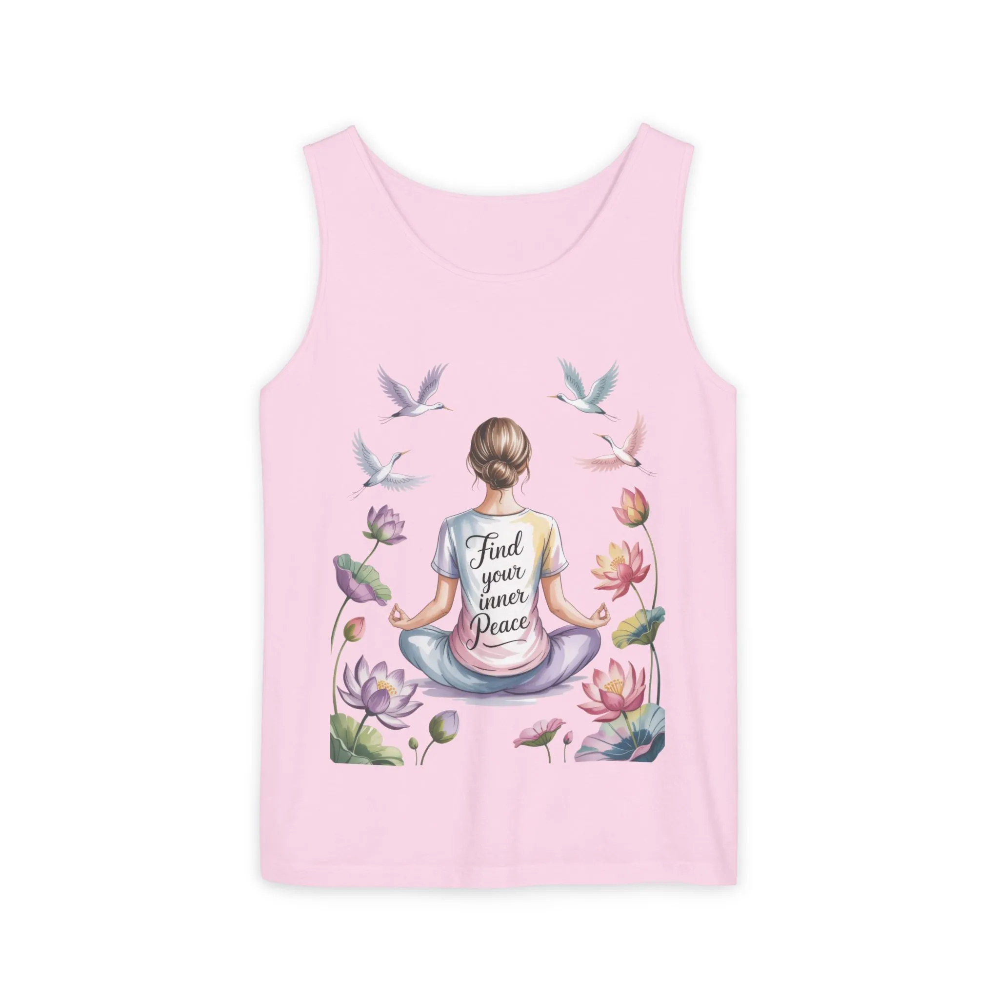 Meditation Floral Womens Tank Top, Find Your Inner Peace, Yoga Apparel, Gift for Mindfulness, Summer Relaxed Wear - Image 2