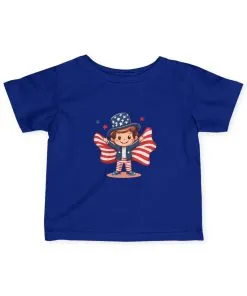 Patriotic Infant Tee, Cute Kid T-Shirt for 4th of July, Baby Independence Day Shirt, Toddler Flag Outfit, American Spirit Clothes