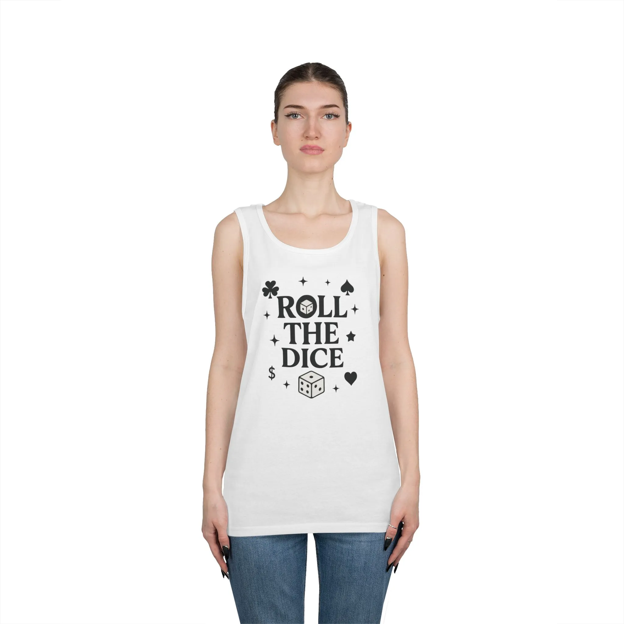 Playful Dice Tank Top, Mens Heavy Cotton Gaming Apparel, Casual Wear, Party Outfit, GYM Lover Gift, Summer Essential - Image 5