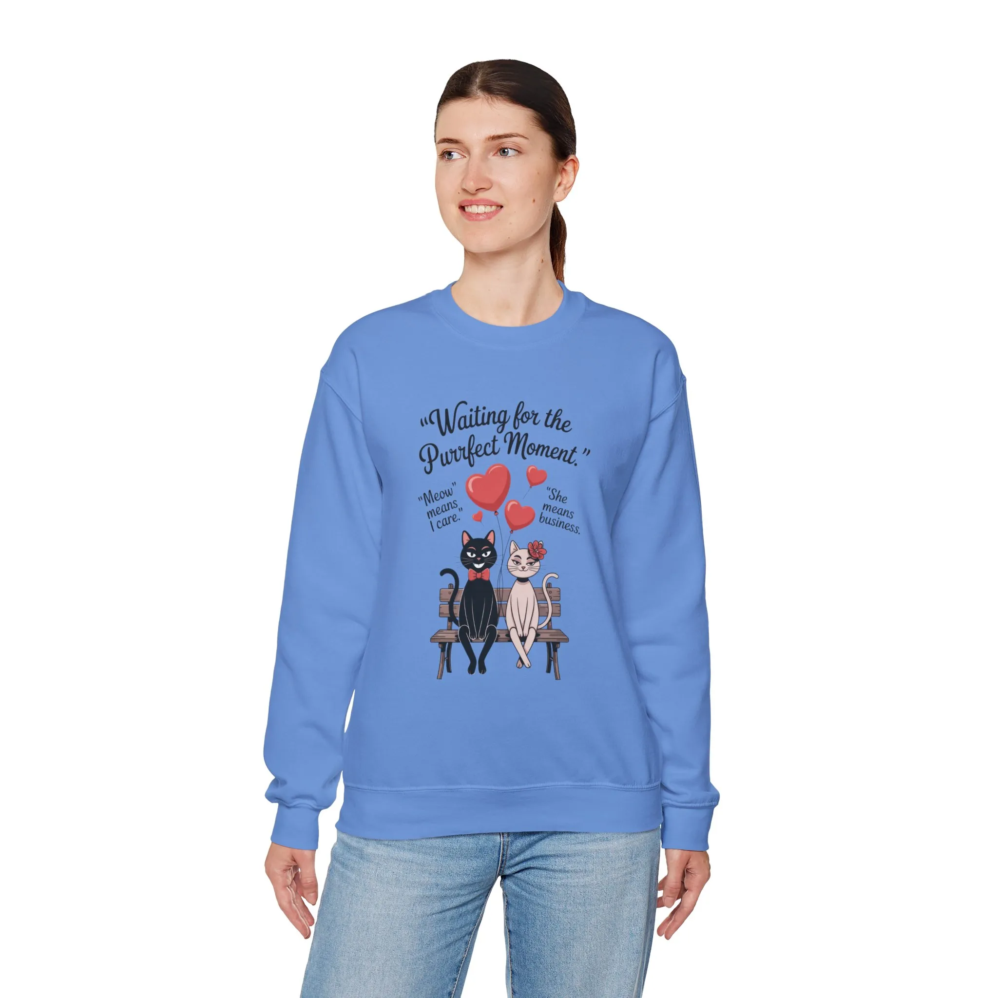 Cute Cat Lovers Womens Sweatshirt, Cozy Gift for Pet Owners, Perfect for Valentine's Day, Animal Lover Apparel, Relaxed Love Sweatshirt - Image 15