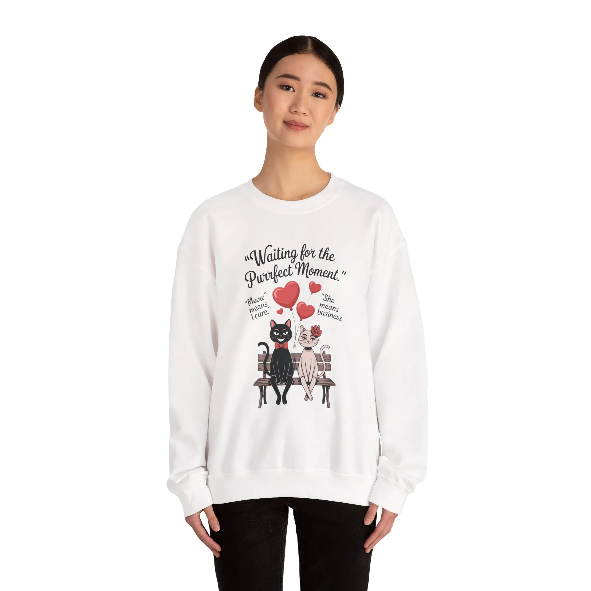 Cute Cat Lovers Womens Sweatshirt, Cozy Gift for Pet Owners, Perfect for Valentine's Day, Animal Lover Apparel, Relaxed Love Sweatshirt - Image 5