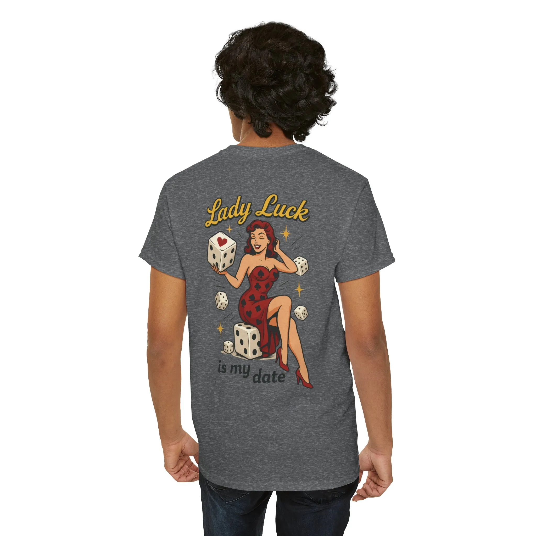 Lucky Me Tee, Retro Lady Luck Shirt for Men, Gambling & Dice Themed Tee, Vintage Pin-Up Vegas Gift, Good Luck Gifts, for Luck Enthusiasts
