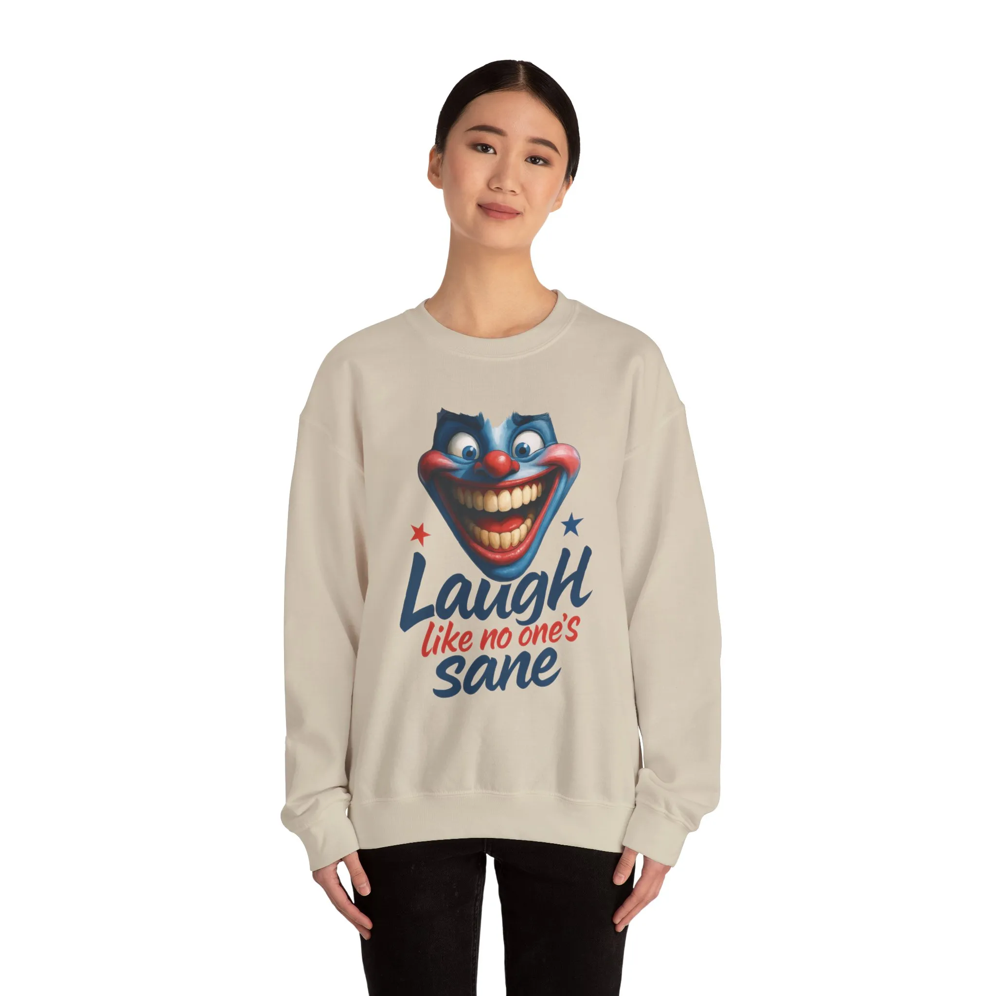 Funny Sweatshirt with 'Laugh Like No One's Sane' Design, Unisex Crewneck, Cozy Gift for Friends, Humor Apparel, Comfy Casual Wear - Image 44