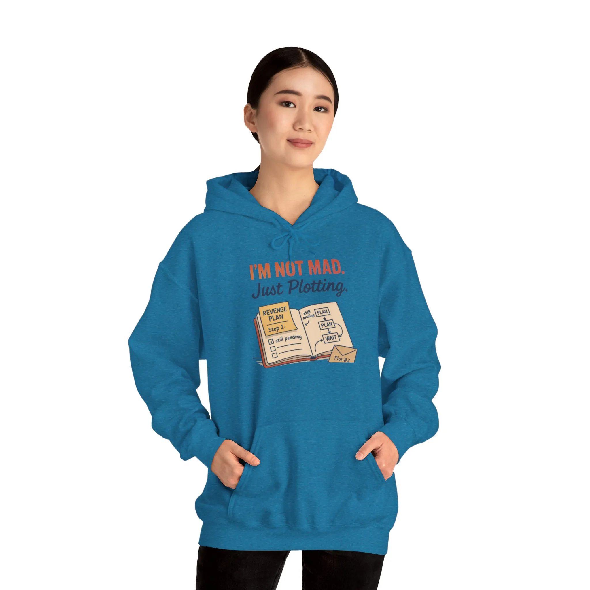 Sarcastic Womens Hoodie, Im Not Mad Just Plotting, Funny Passive Aggressive Sweatshirt Gift, Plotting Humor Hooded Womens Sweatshirt - Image 32