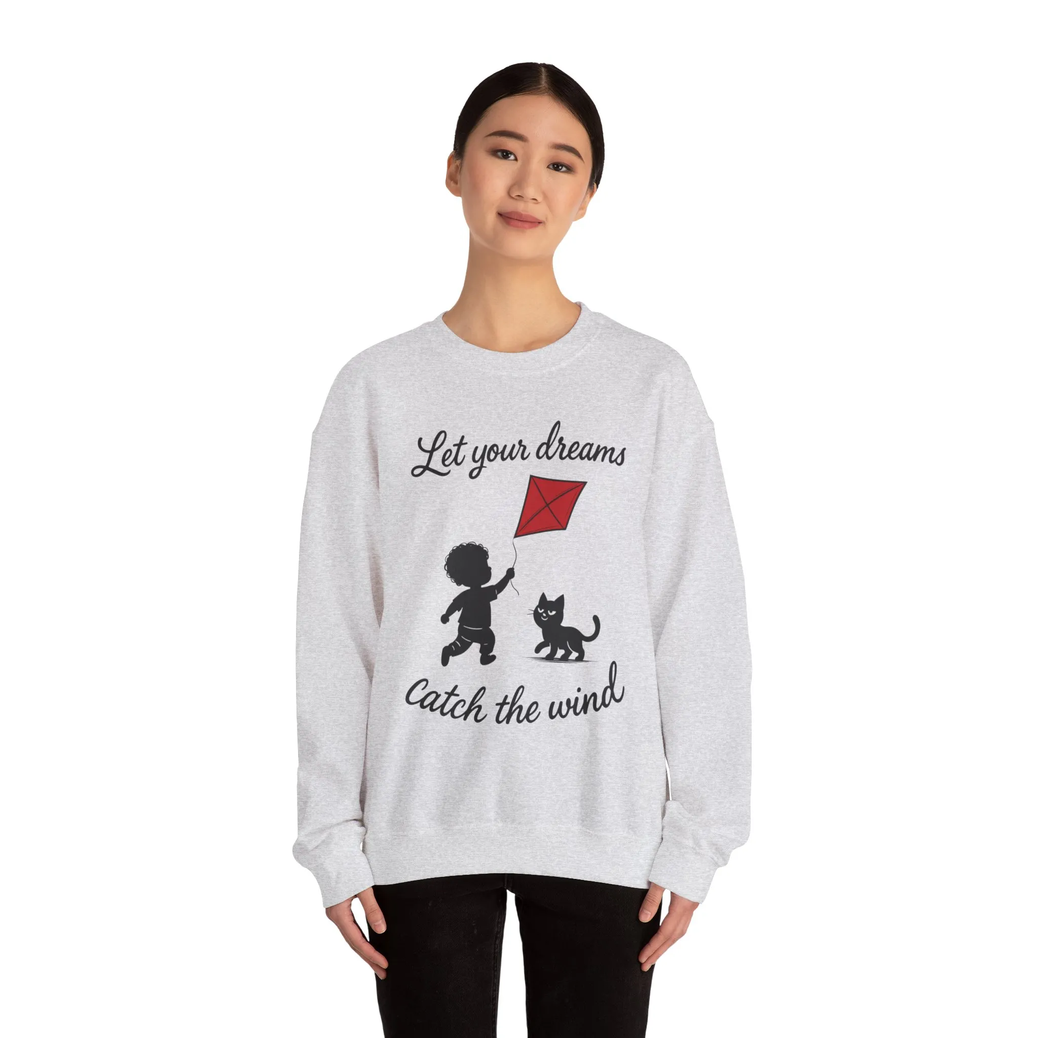 Dream Big Womens Crewneck Sweatshirt, Inspirational Gift, Cozy Lounge Wear, Cat Lover's Apparel, Kid's Motivation Sweatshirt - Image 5